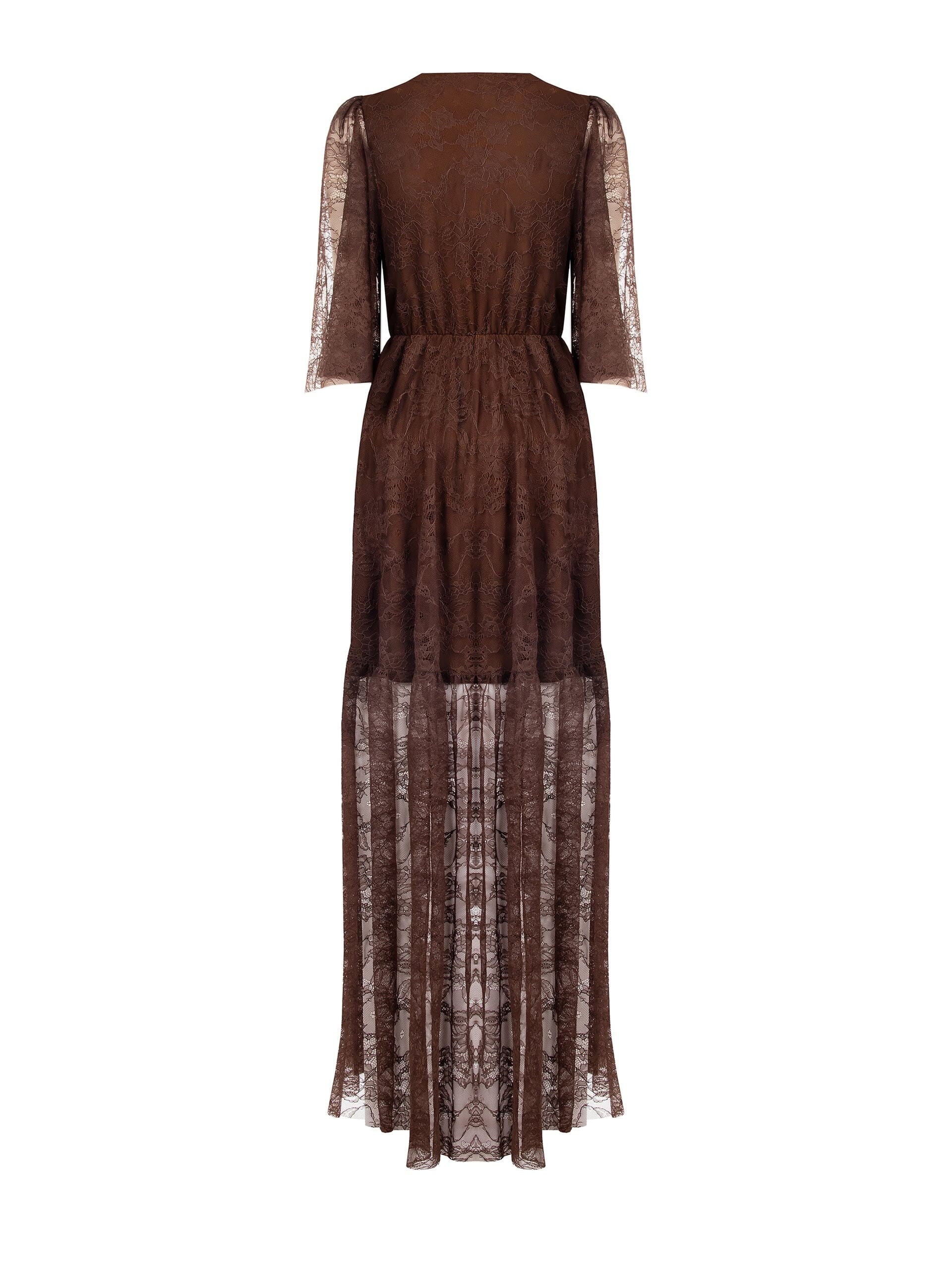 Abito Lungo A Ruota In Pizzo Con Balza E Scollo A V Incrociato Rinascimento