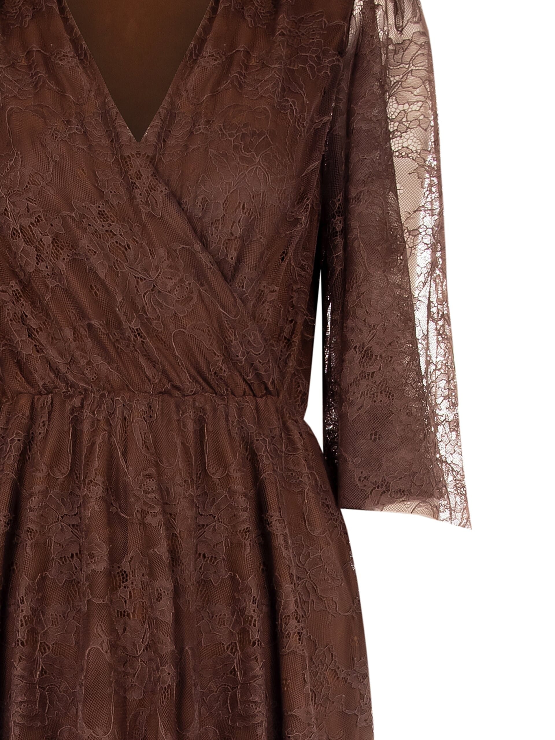 Abito Lungo A Ruota In Pizzo Con Balza E Scollo A V Incrociato Rinascimento