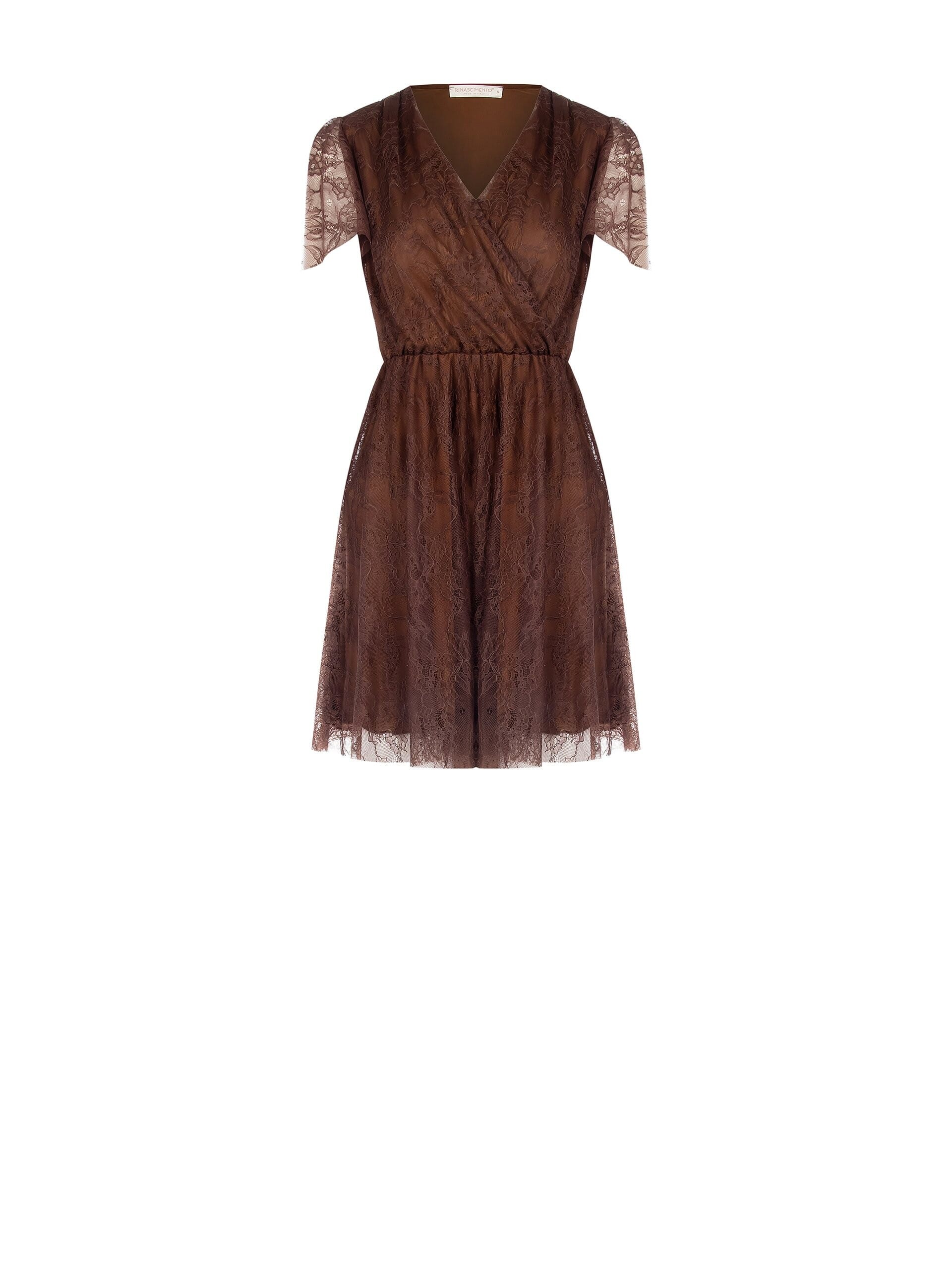 Abito Corto A Ruota In Pizzo Con Scollo A V Incrociato Rinascimento