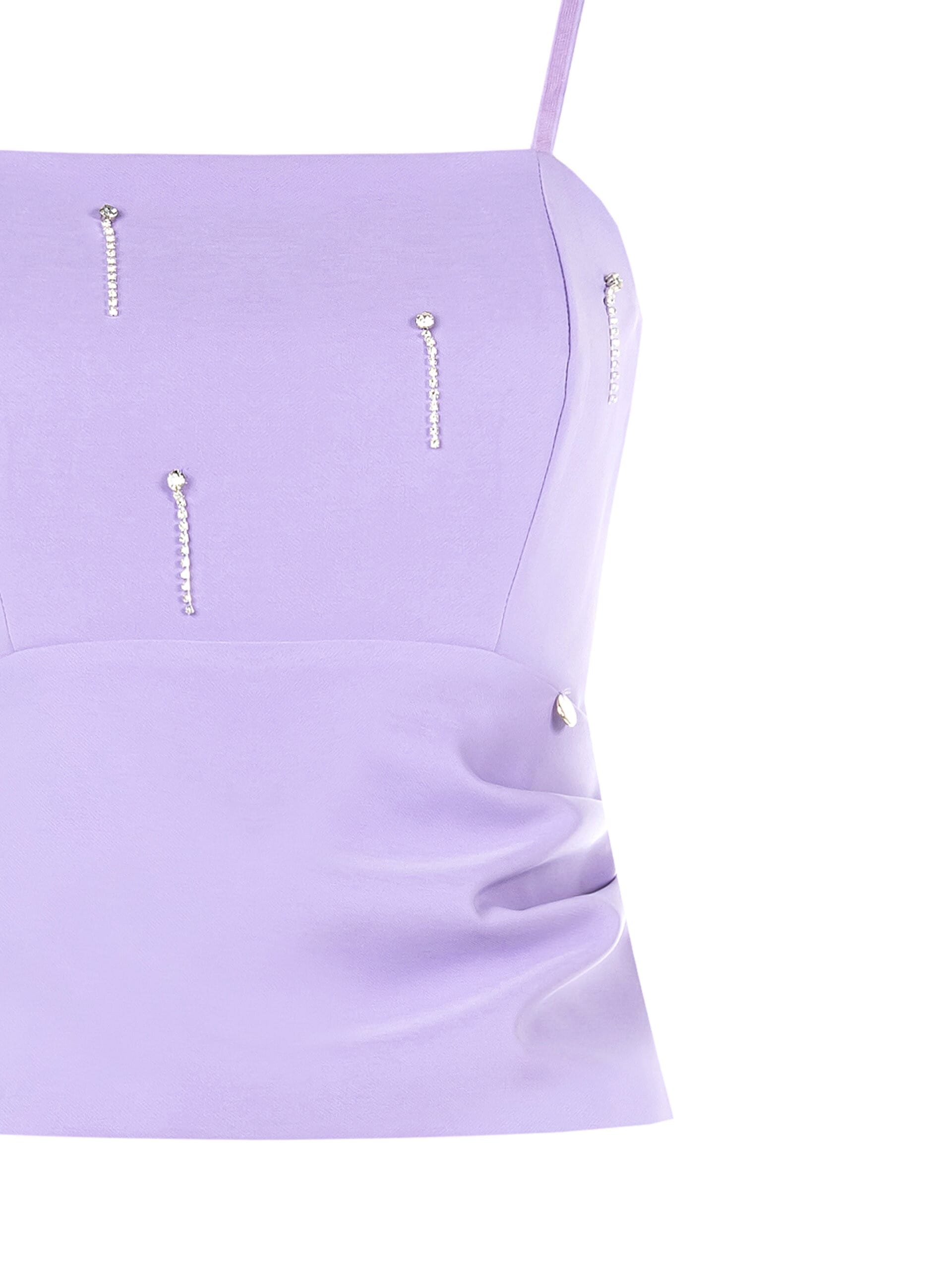 Bustier Crop Top en tissu technique avec strass Rinascimento