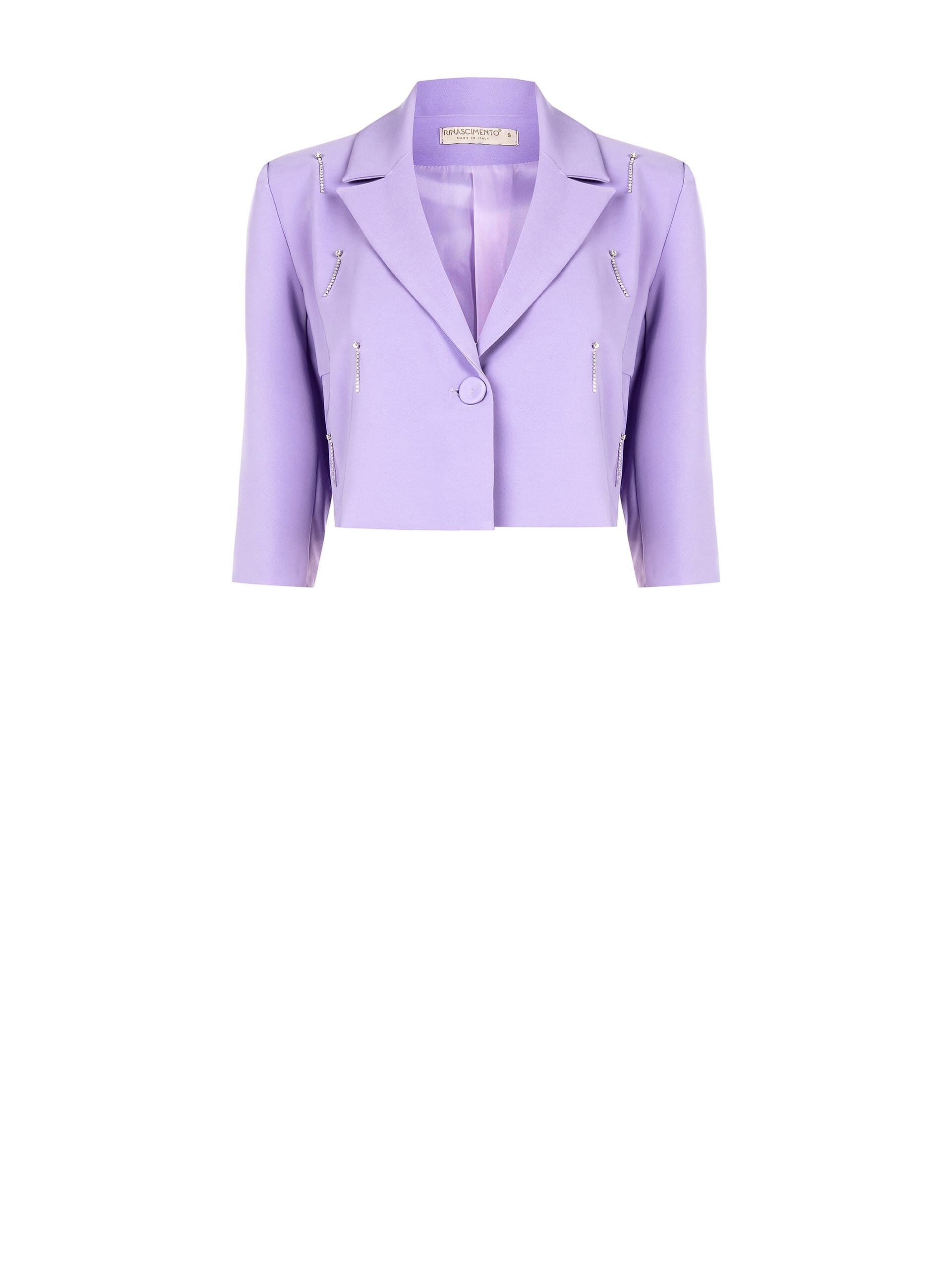 Giacca Blazer Crop In Tessuto Tecnico Con Strass Rinascimento