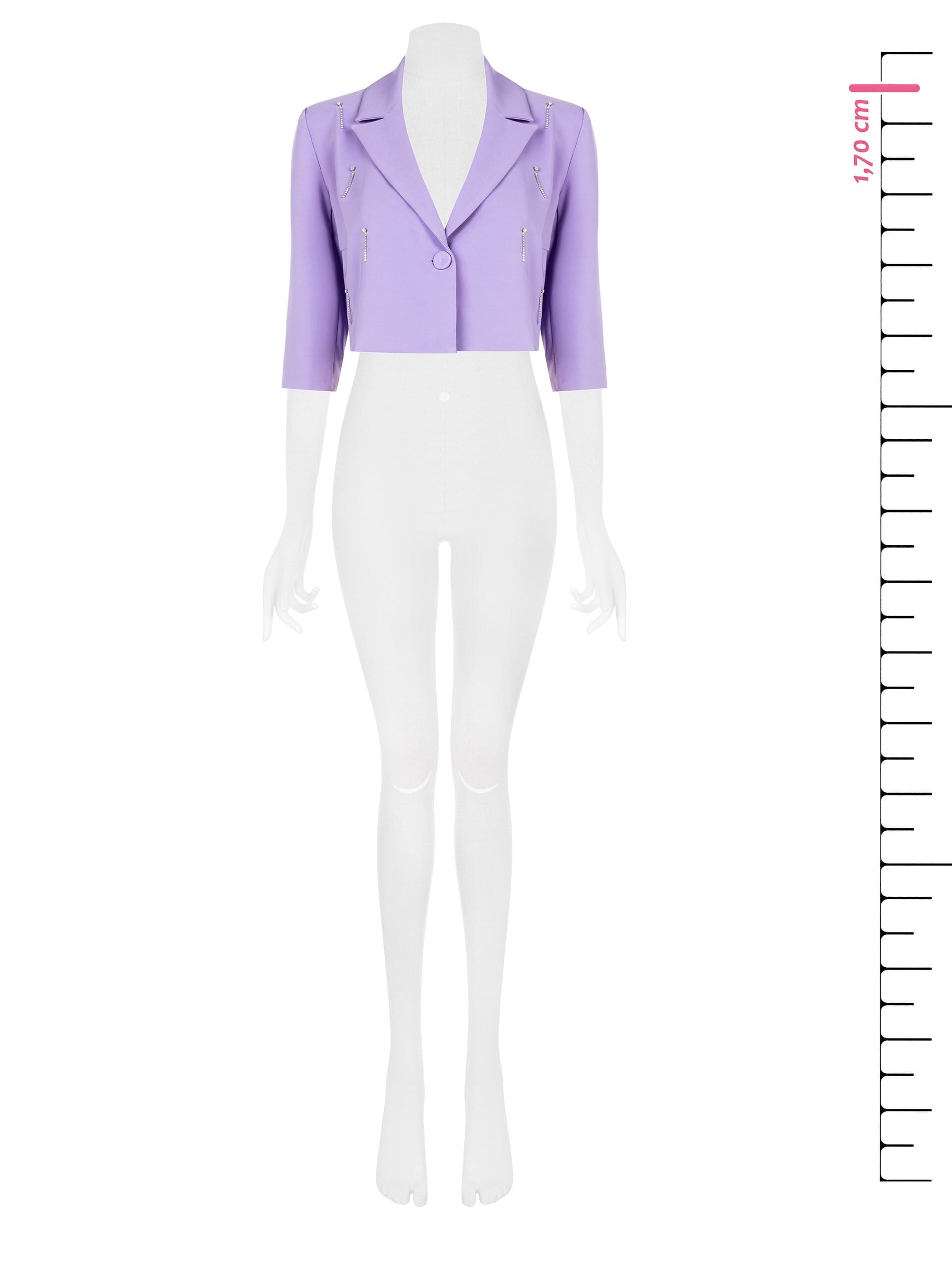 Giacca Blazer Crop In Tessuto Tecnico Con Strass Rinascimento