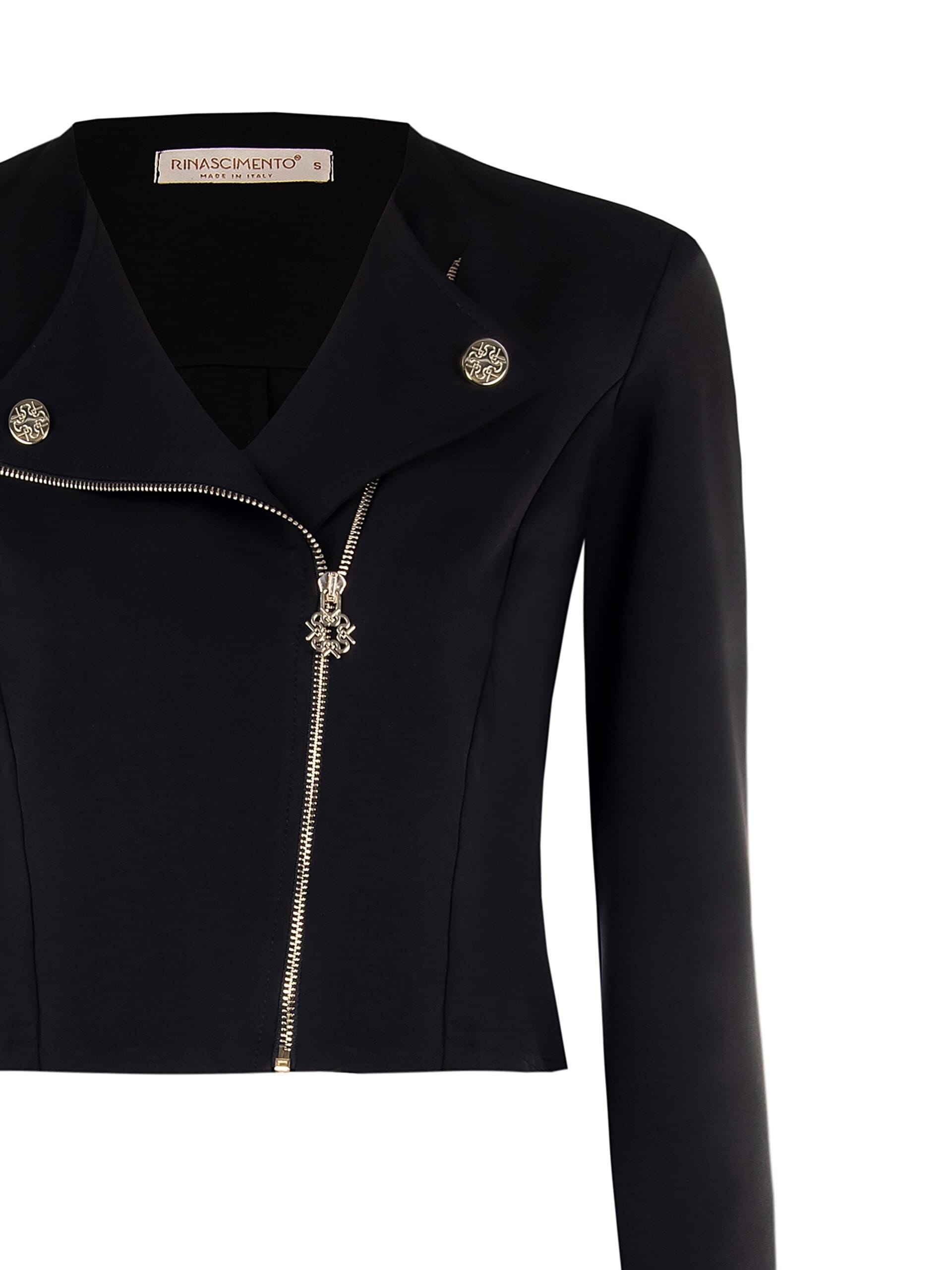 Giacca Stile Chiodo In Tessuto Bi-Stretch Con Spalline Rinascimento