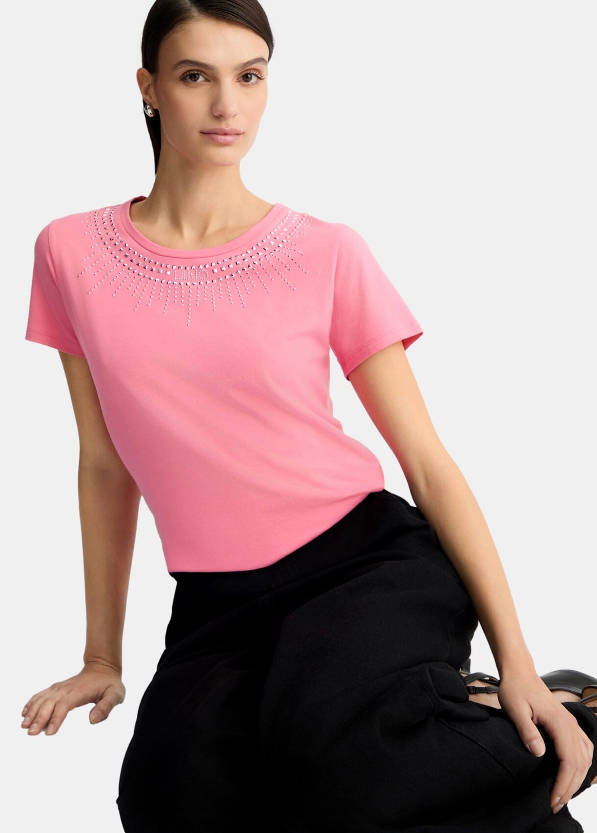 T-Shirt Con Stampa E Strass Liu Jo
