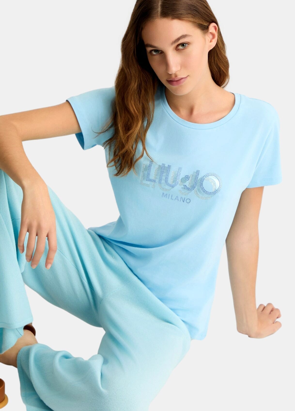 T-Shirt Con Logo E Strass Liu Jo