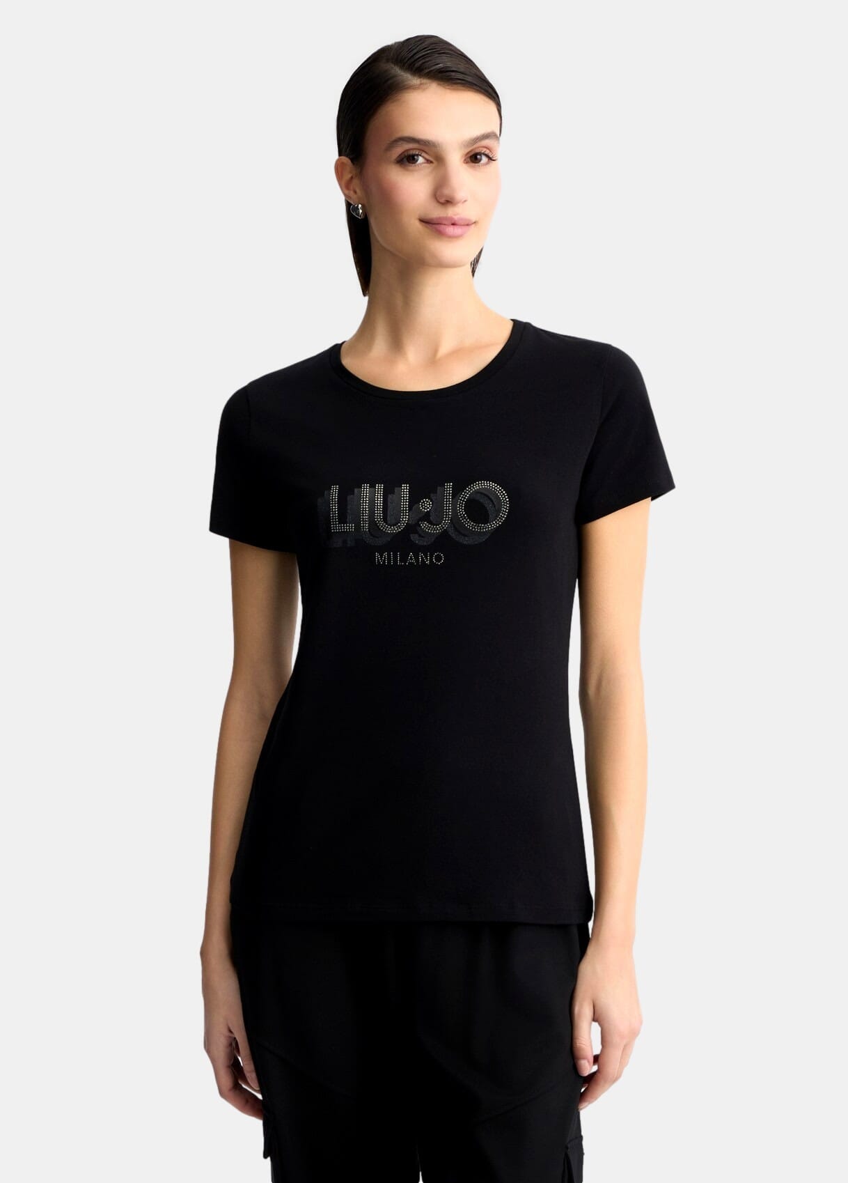 T-Shirt Con Logo E Strass Liu Jo