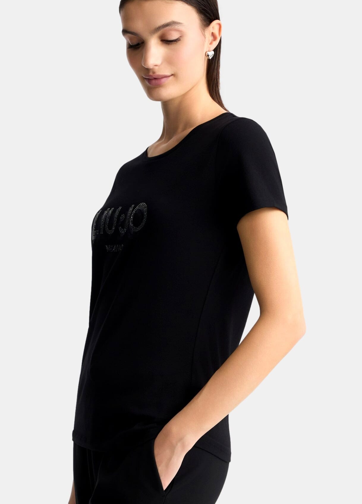 T-Shirt Con Logo E Strass Liu Jo