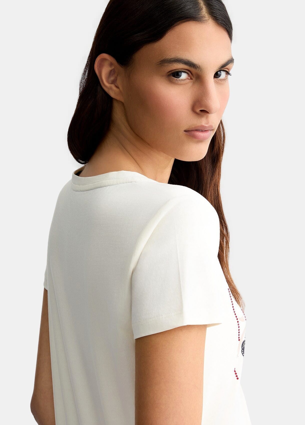 T-Shirt Con Logo Floreale E Strass Liu Jo