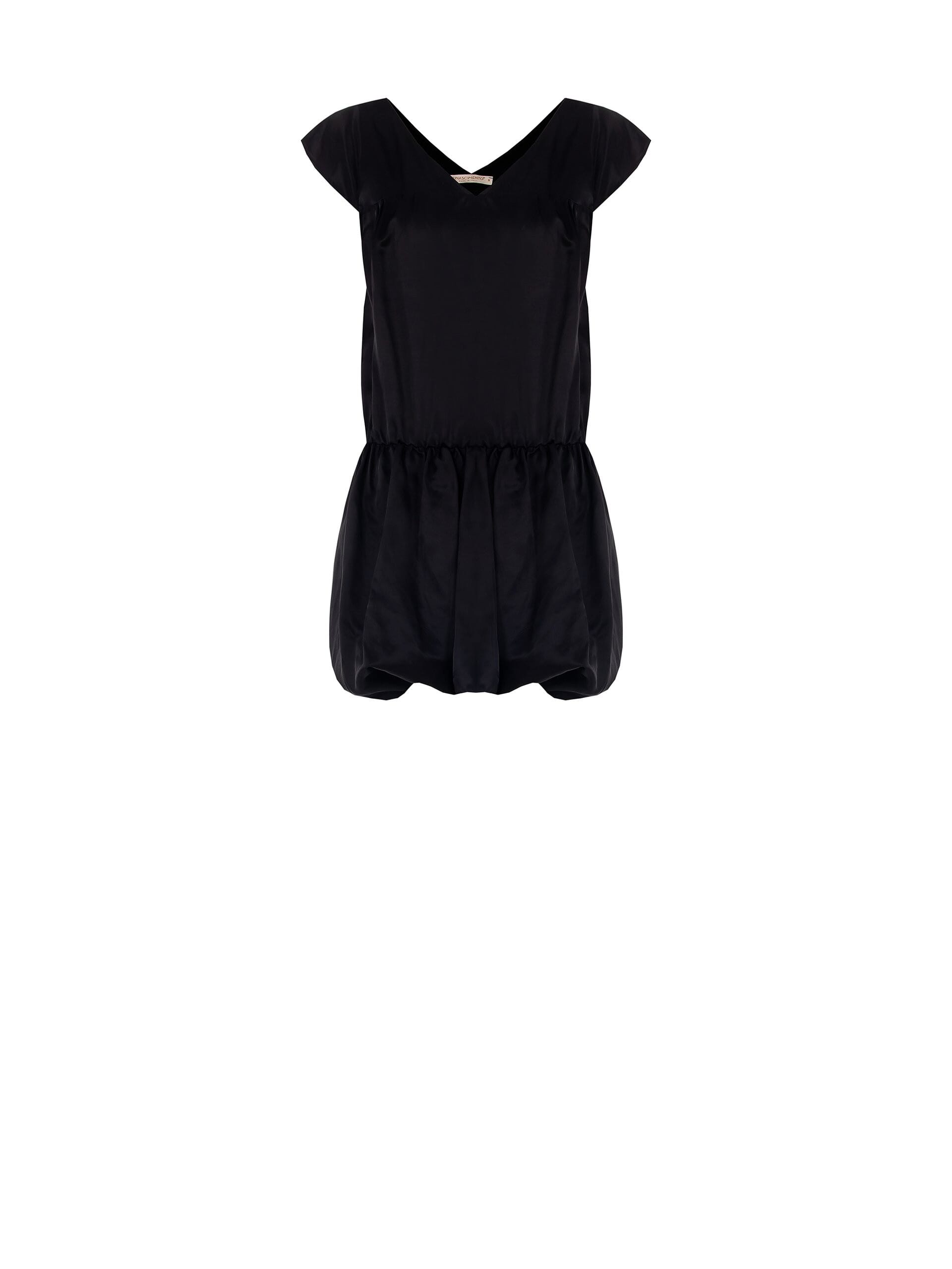 Abito Corto A Palloncino In Misto Viscosa Con Doppio Scollo A V Rinascimento