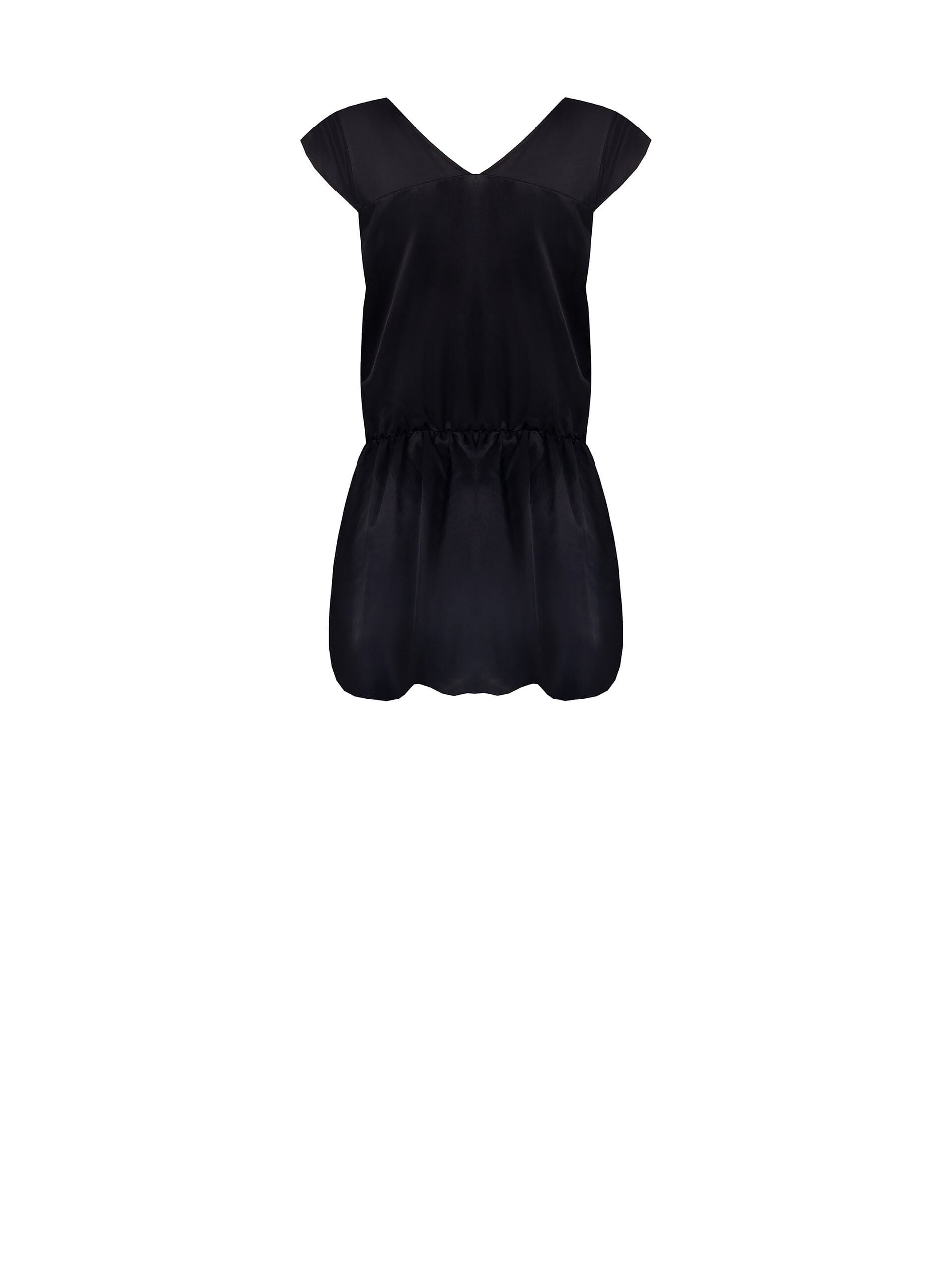 Abito Corto A Palloncino In Misto Viscosa Con Doppio Scollo A V Rinascimento