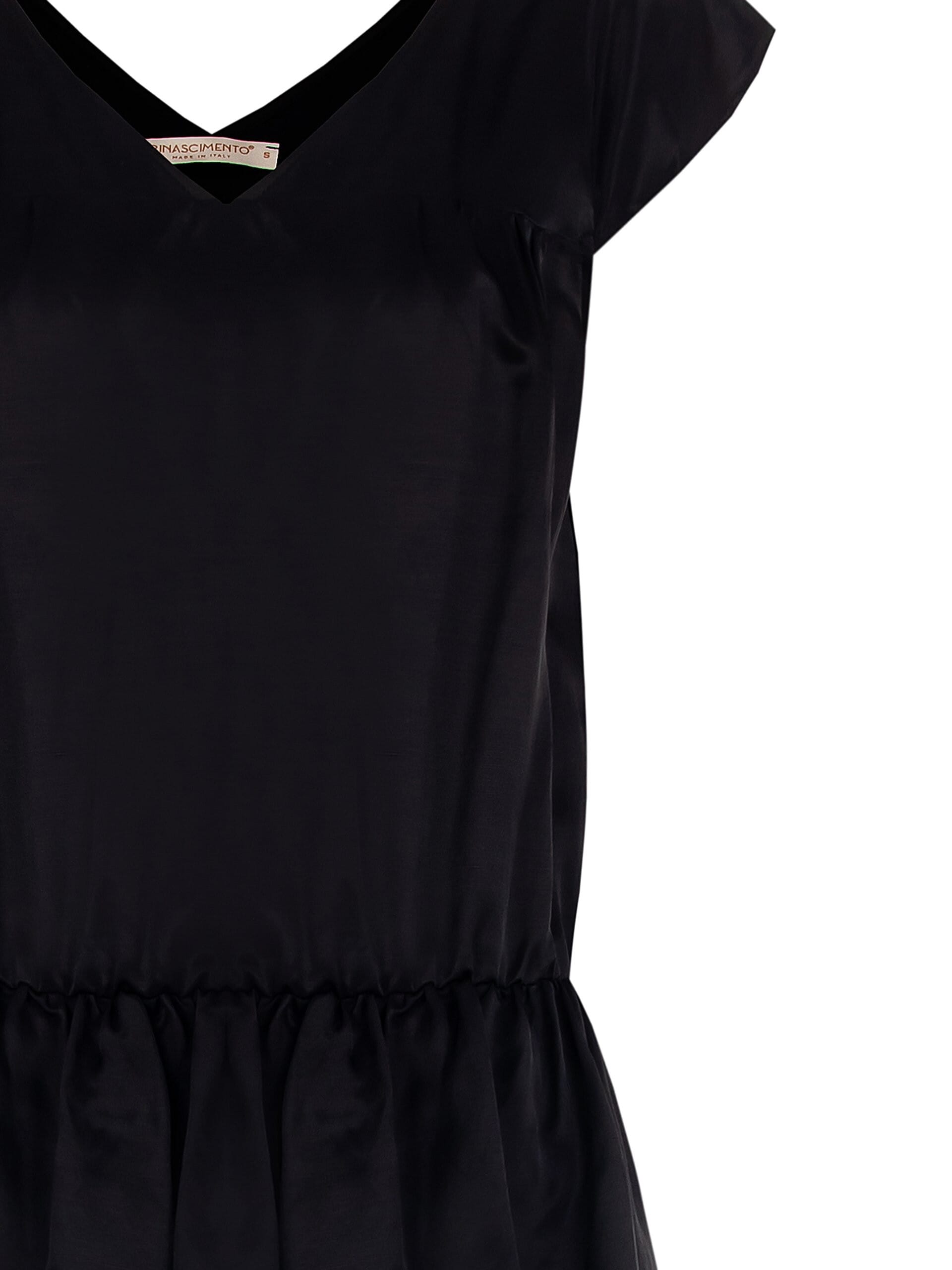 Abito Corto A Palloncino In Misto Viscosa Con Doppio Scollo A V Rinascimento