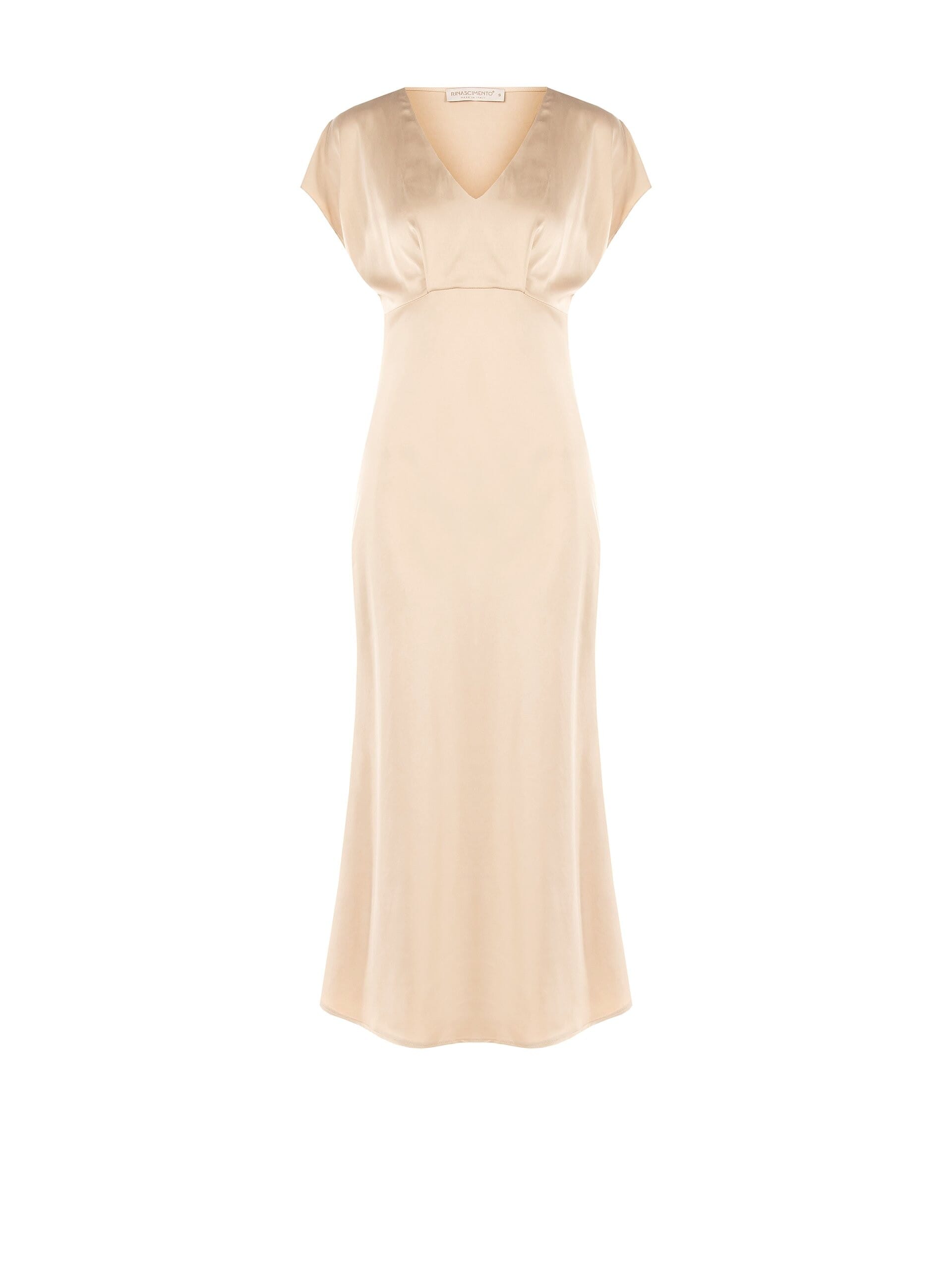 Abito Midi Scivolato In Misto Viscosa Con Scollo A V Rinascimento