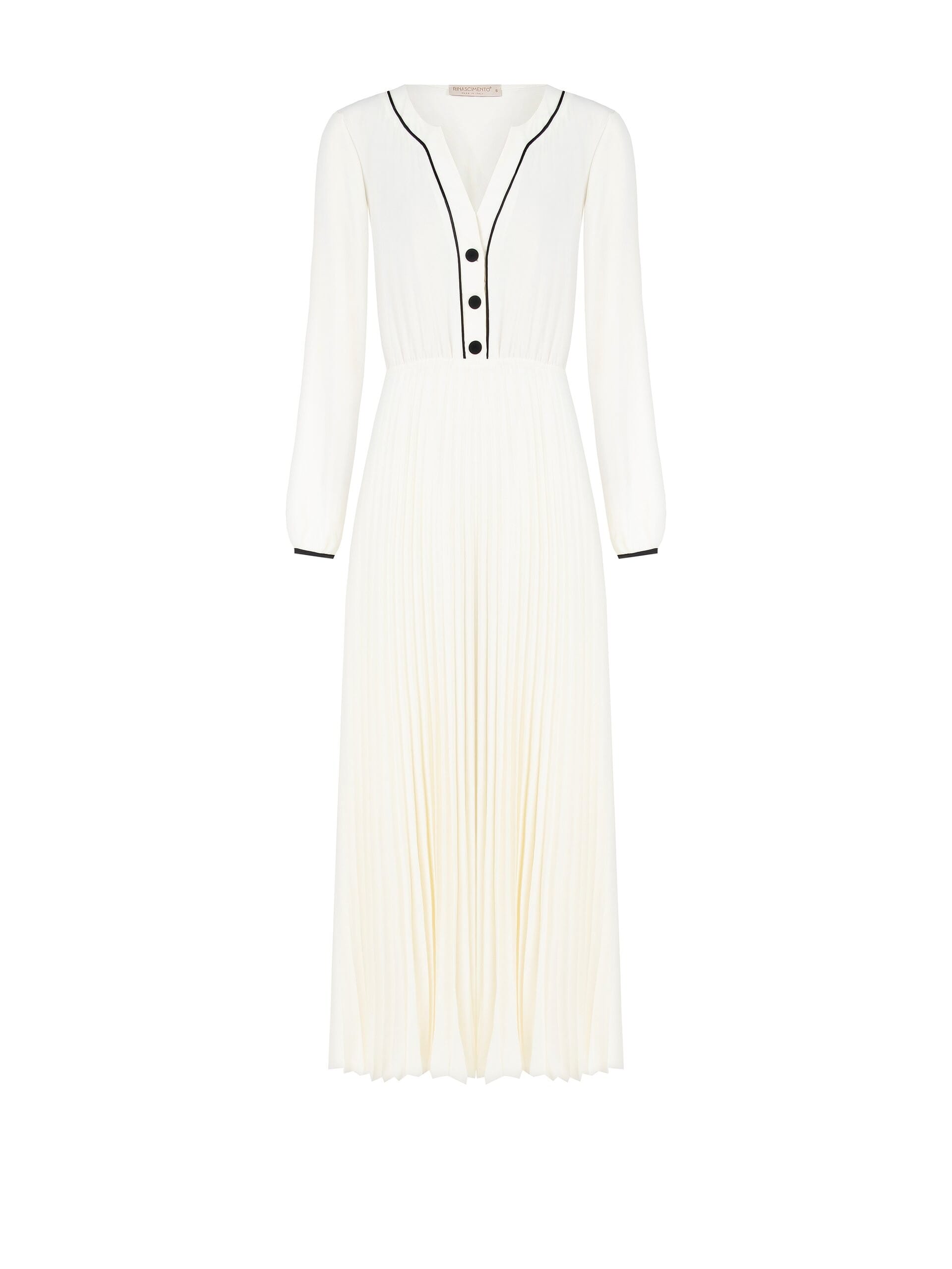 Abito Lungo A Ruota Plissé In Raso Con Scollo A V Rinascimento