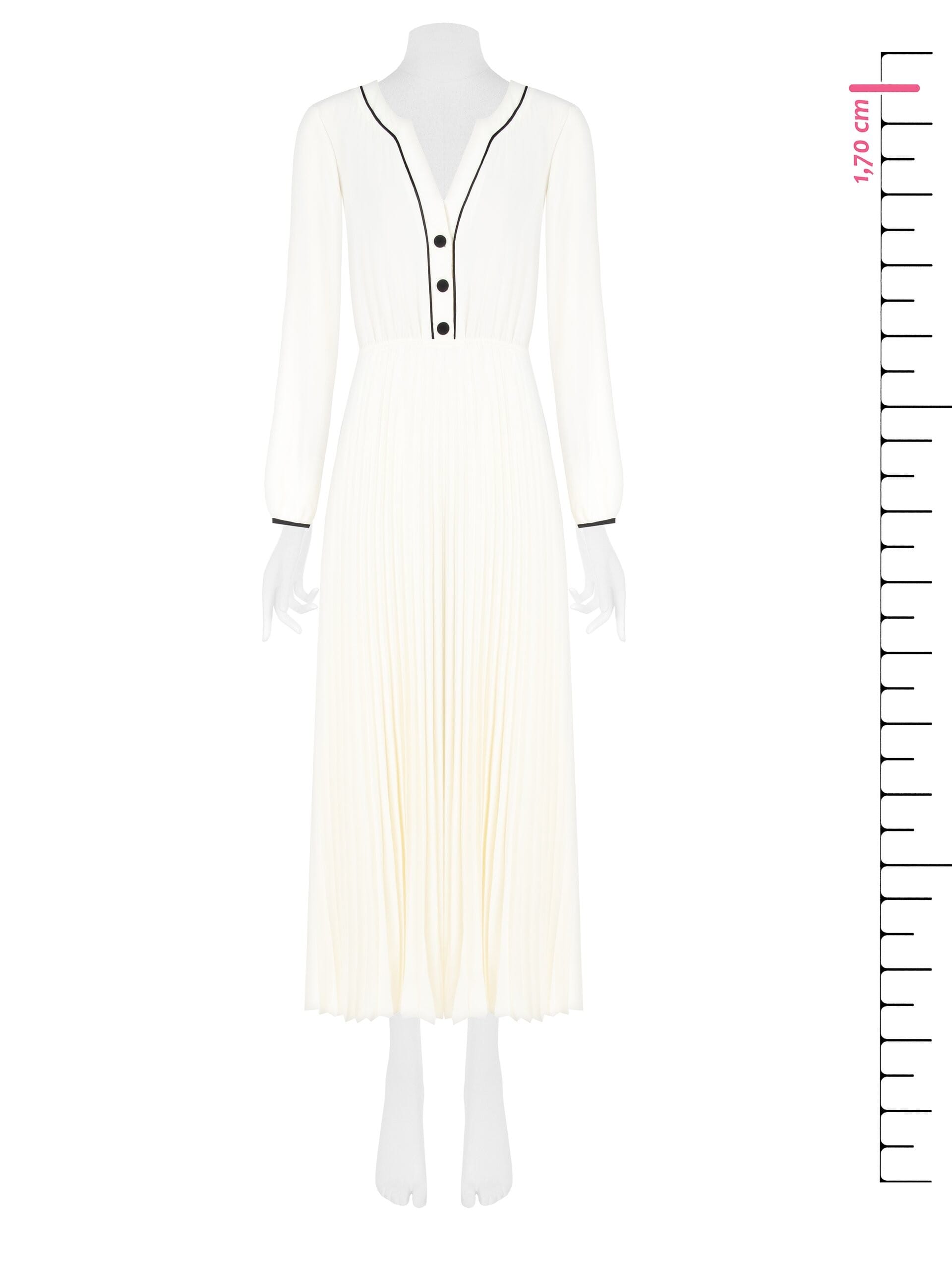 Abito Lungo A Ruota Plissé In Raso Con Scollo A V Rinascimento