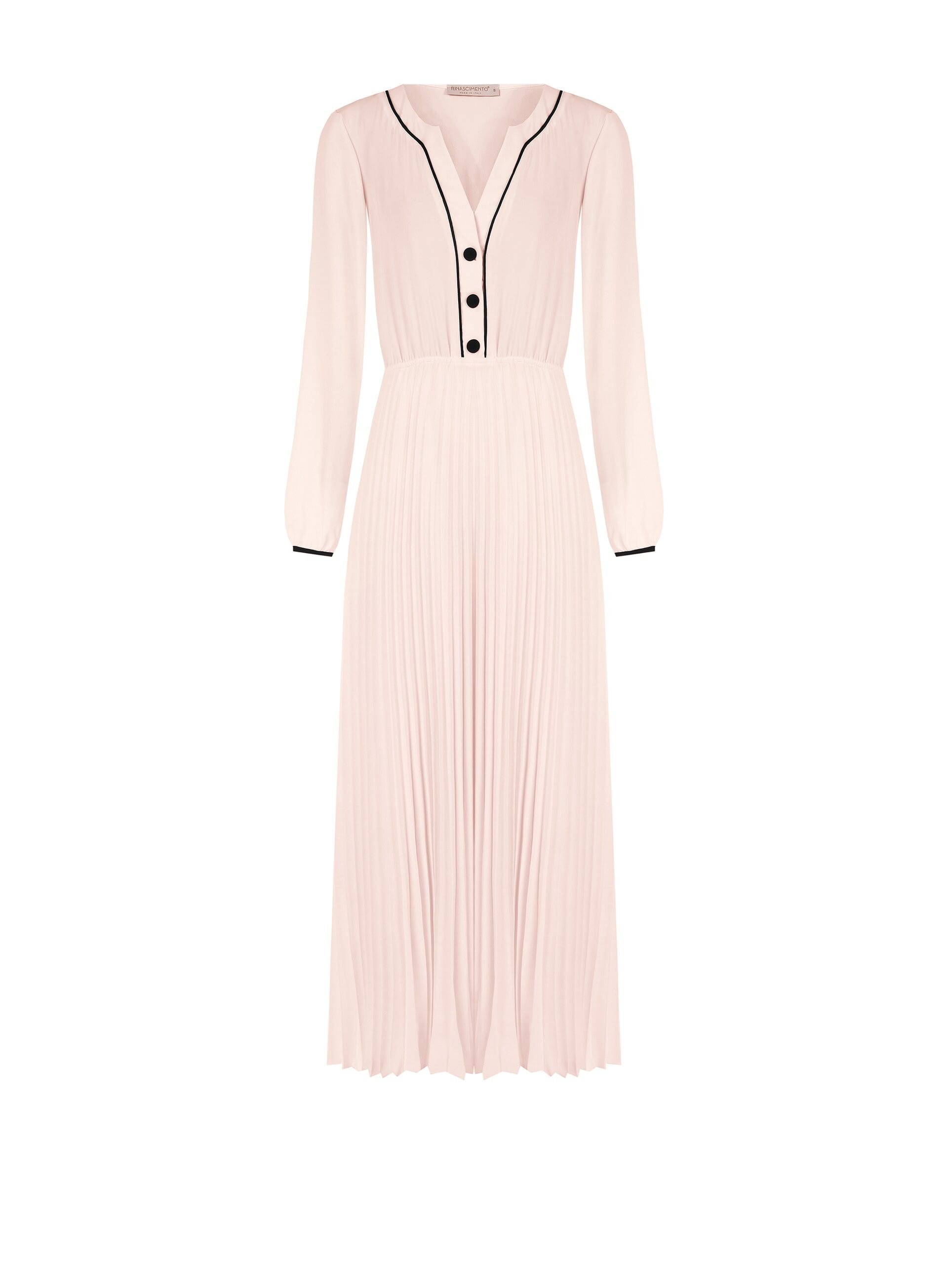 Abito Lungo A Ruota Plissé In Raso Con Scollo A V Rinascimento