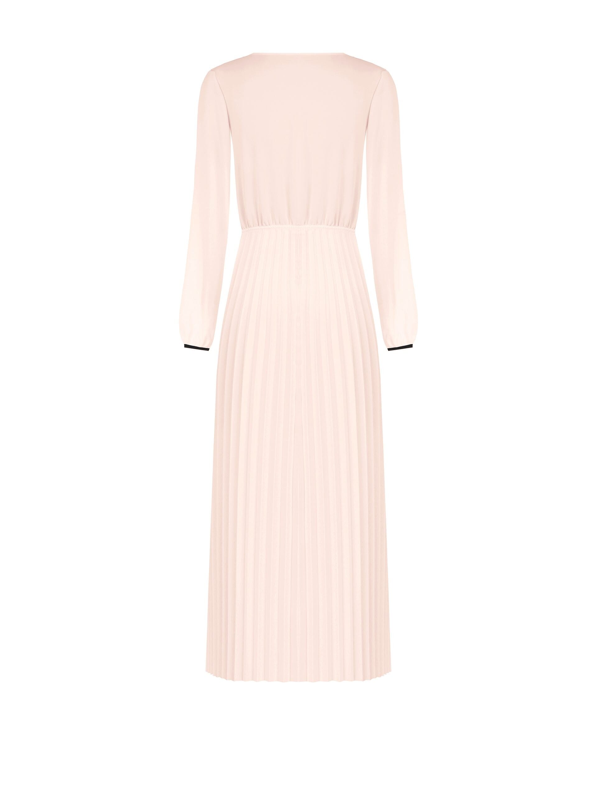 Abito Lungo A Ruota Plissé In Raso Con Scollo A V Rinascimento