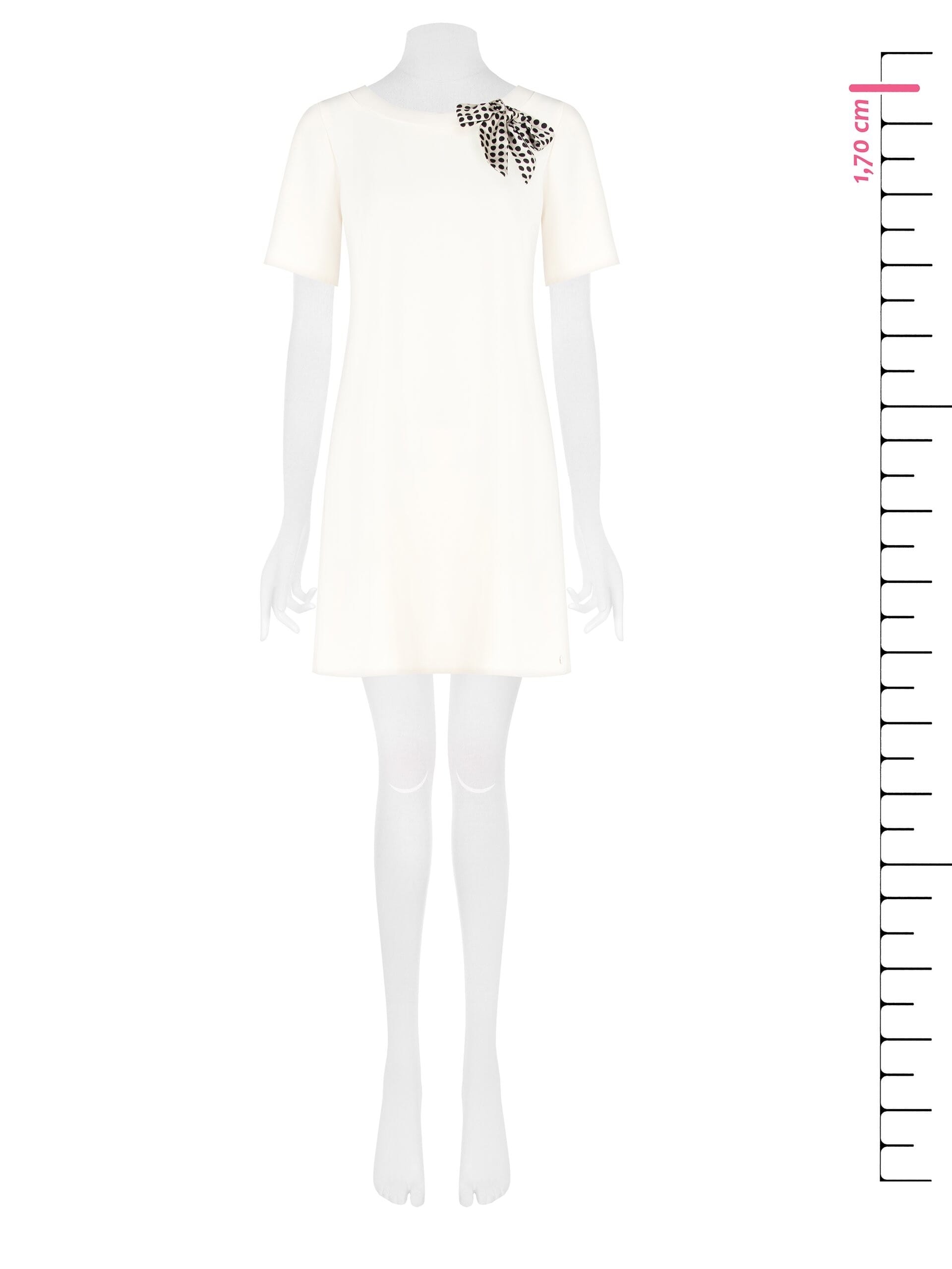 Abito Corto A Trapezio In Tessuto Fluido Con Fiocco In Raso Rinascimento