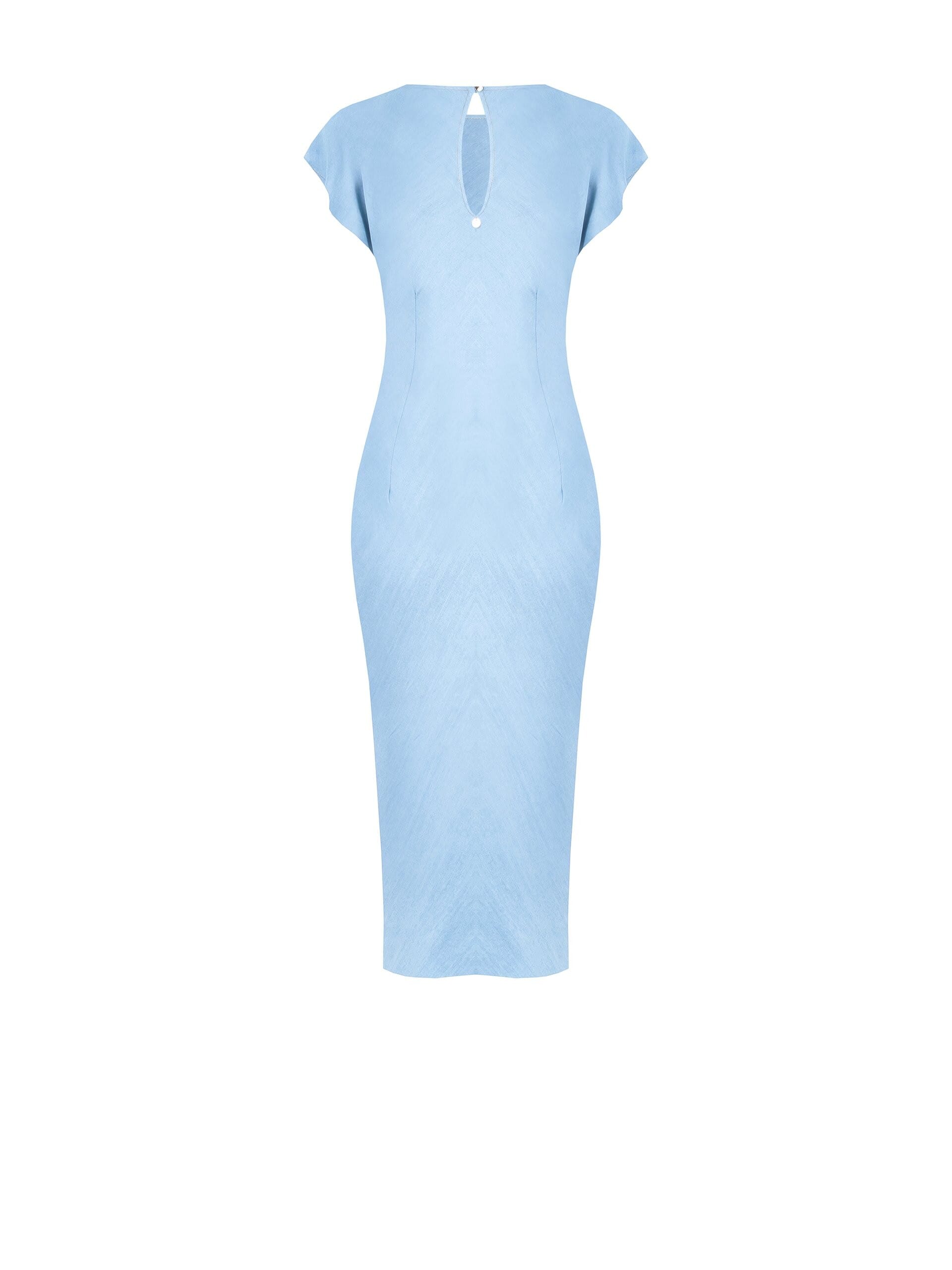 Abito Midi Scivolato Tessuto Effetto Denim Arricciato In Vita Con Spacco Laterale Rinascimento