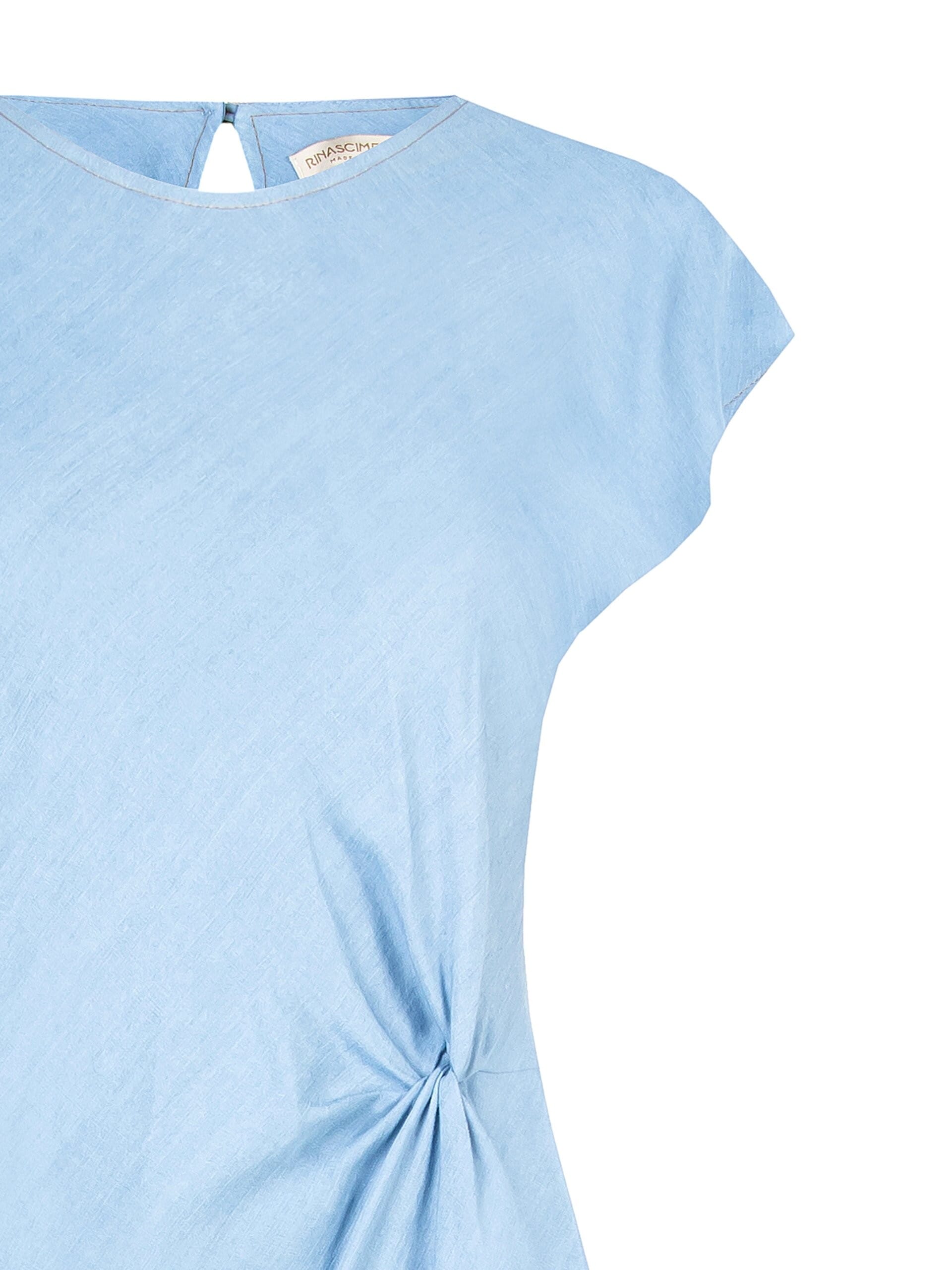 Abito Midi Scivolato Tessuto Effetto Denim Arricciato In Vita Con Spacco Laterale Rinascimento