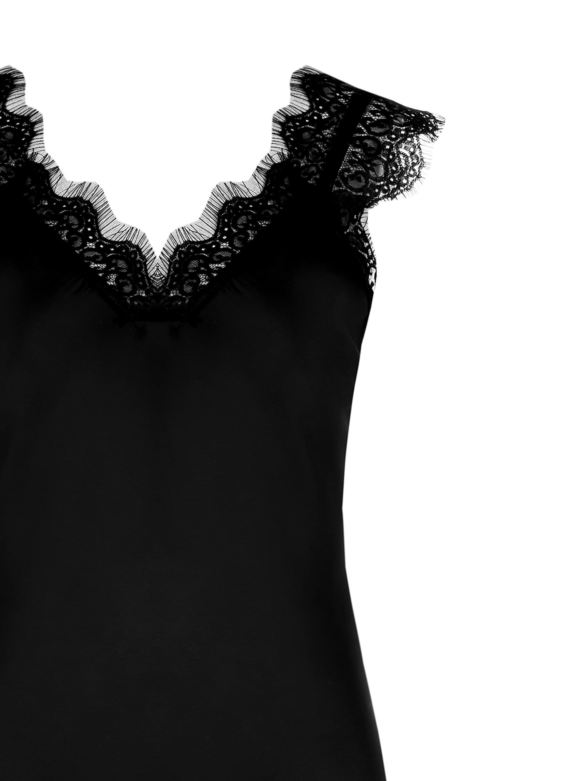 Fluid Satin Pleated Top With Lace Rinascimento