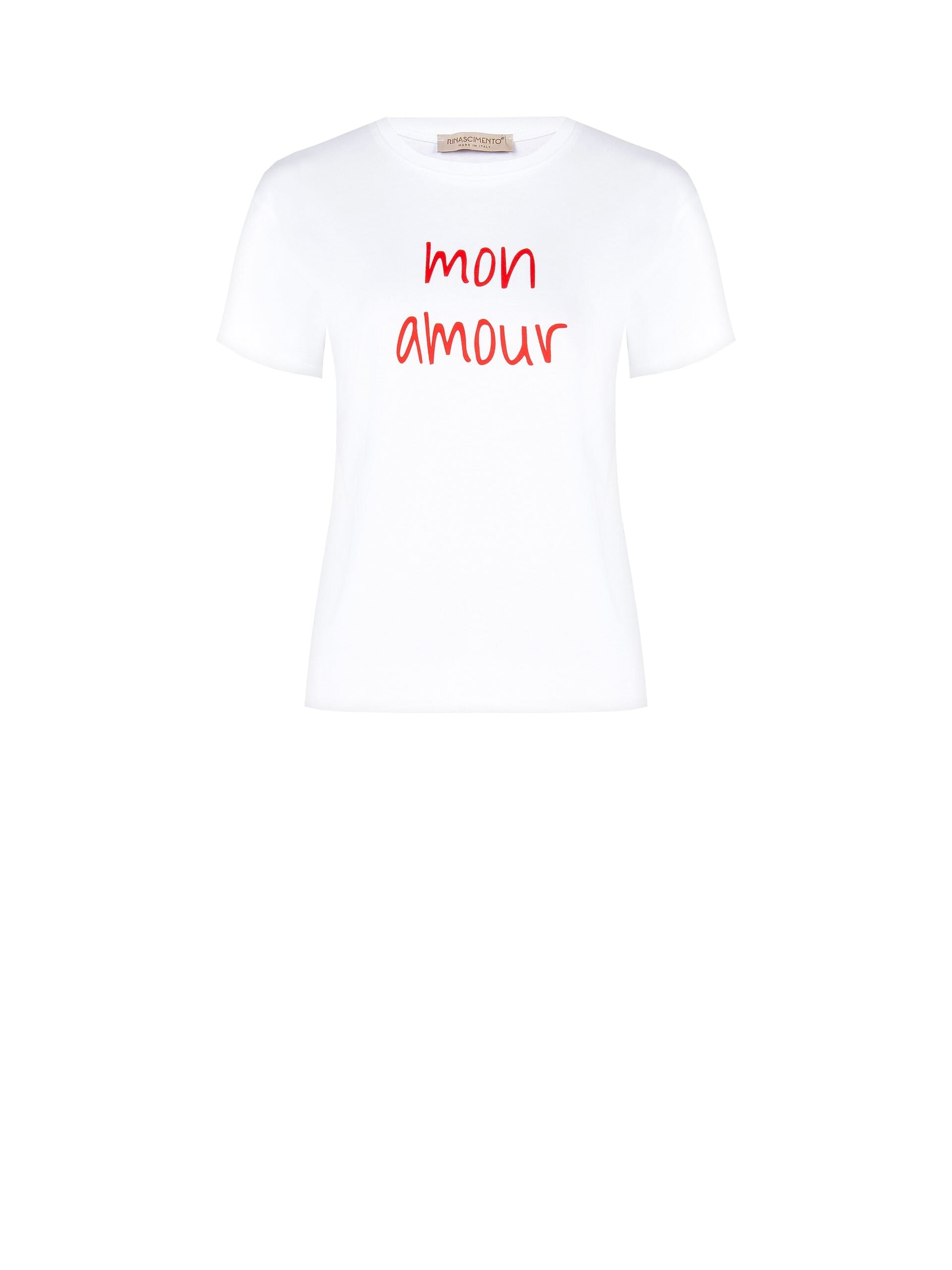 Regular Cotton T-Shirt with Rinascimento Slogan