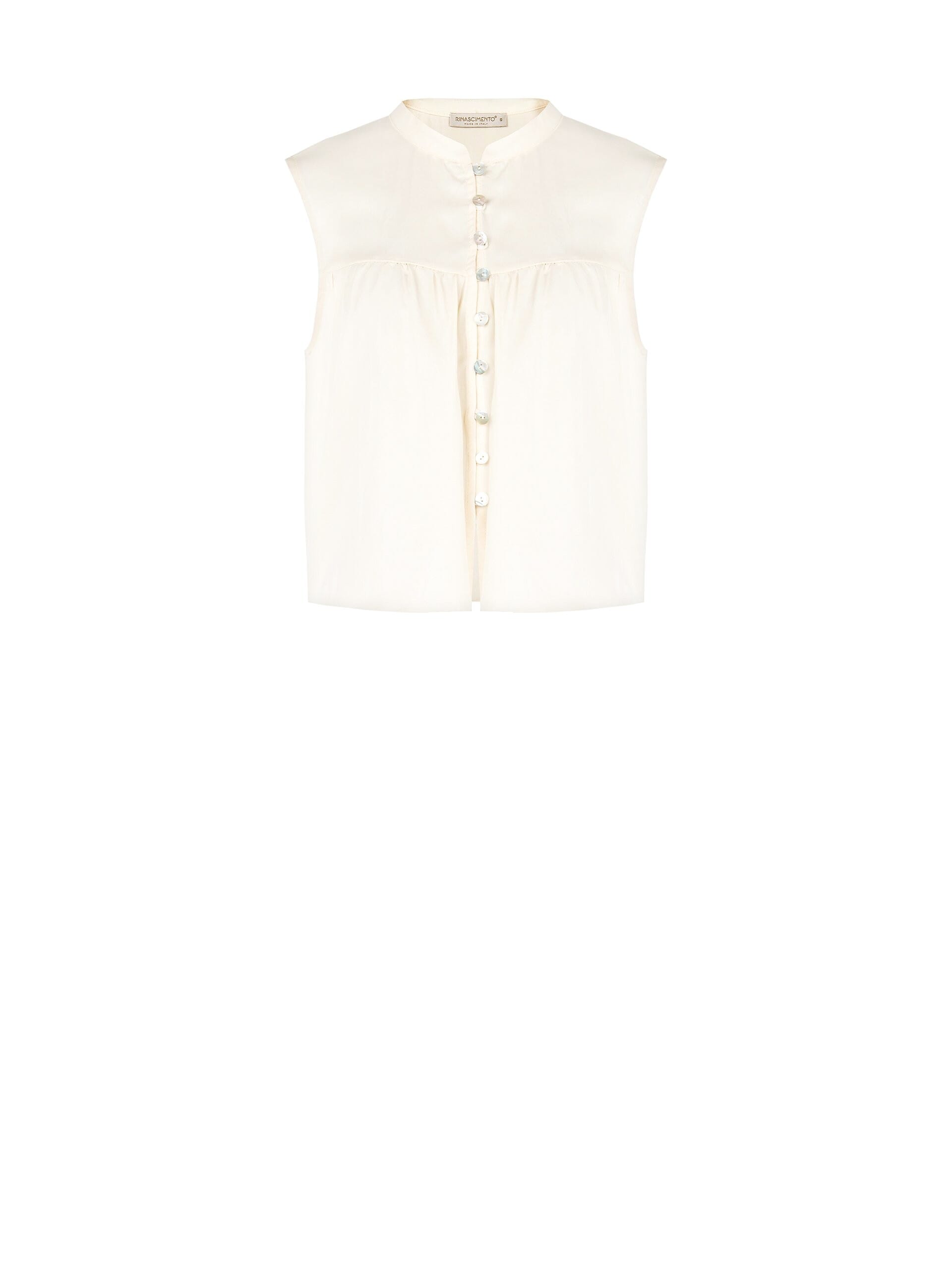 Blusa Ampia Con Colletto Alla Coreana E Bottoni In Madreperla Rinascimento