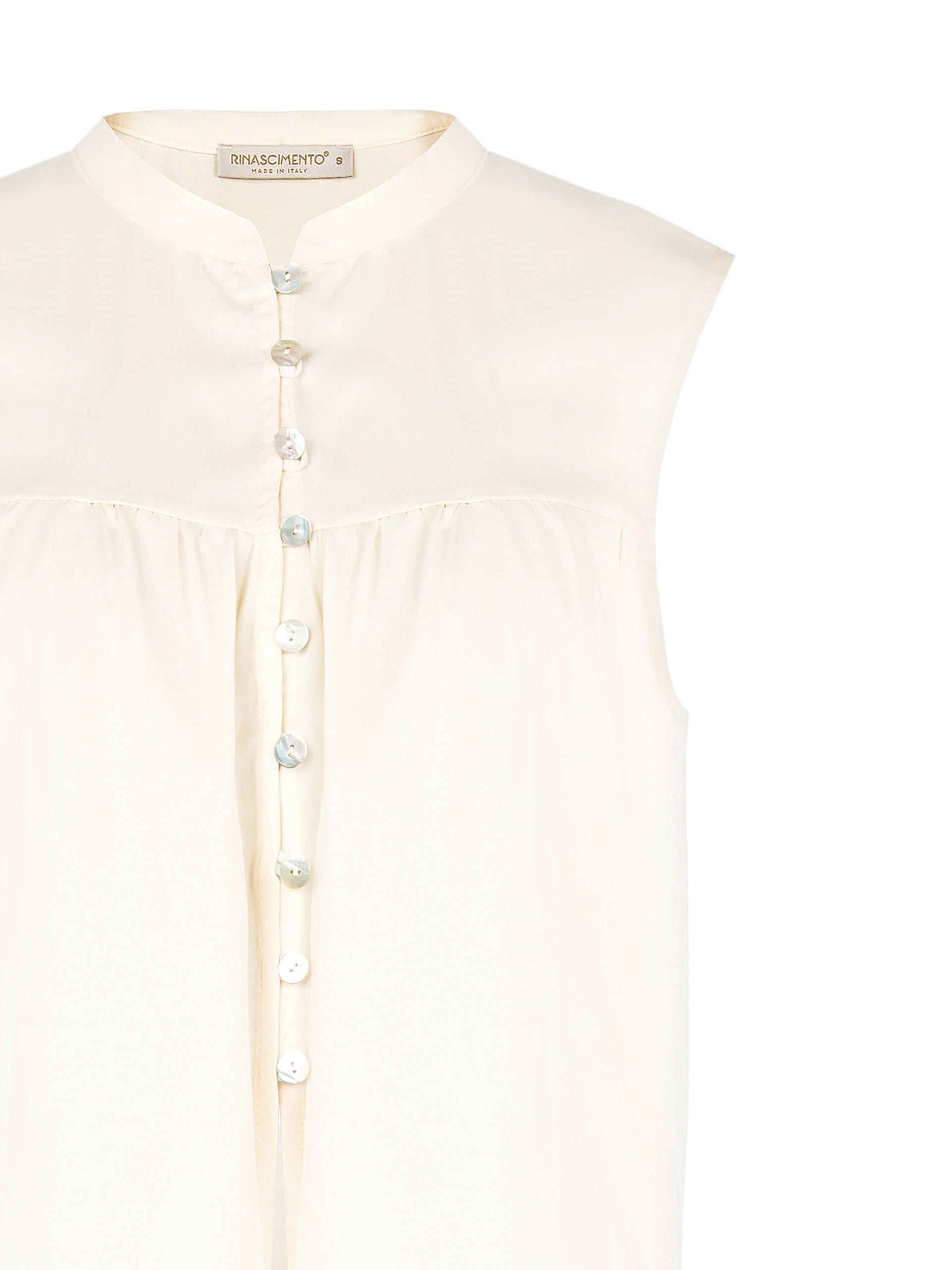 Blusa Ampia Con Colletto Alla Coreana E Bottoni In Madreperla Rinascimento