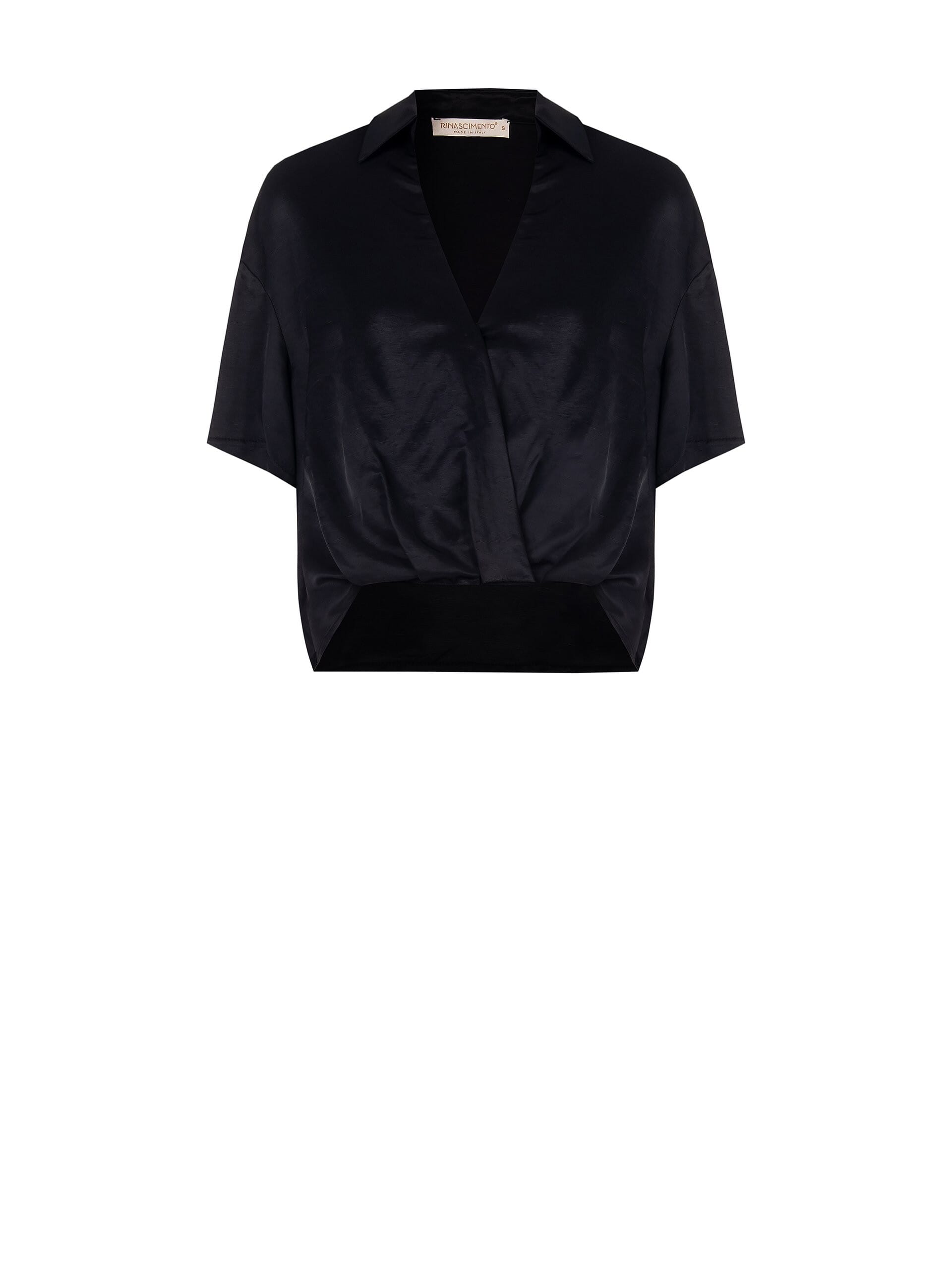 Camicia Ampia Corta In Raso Con Scollo A V Ad Incrocio Rinascimento