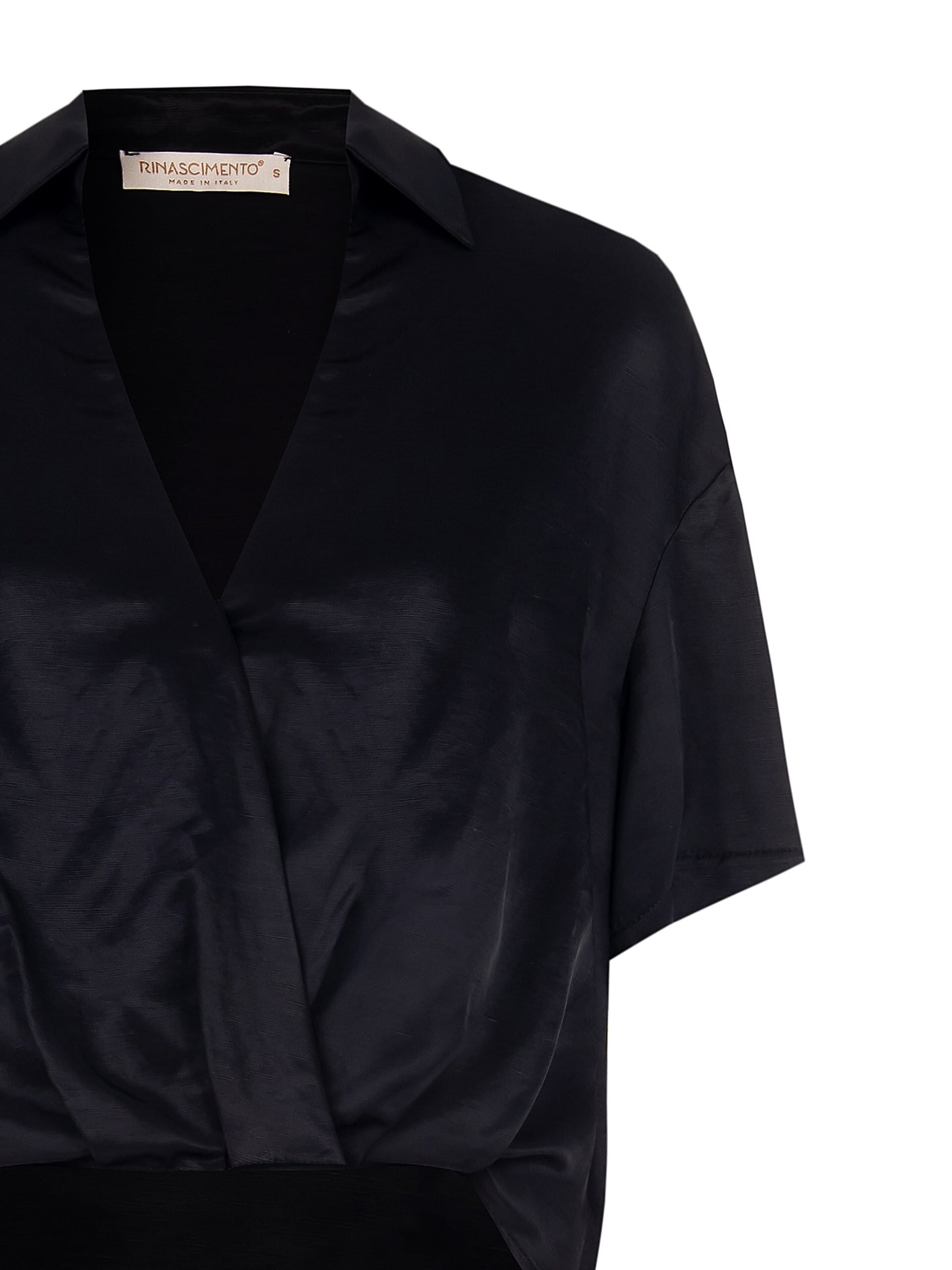 Camicia Ampia Corta In Raso Con Scollo A V Ad Incrocio Rinascimento