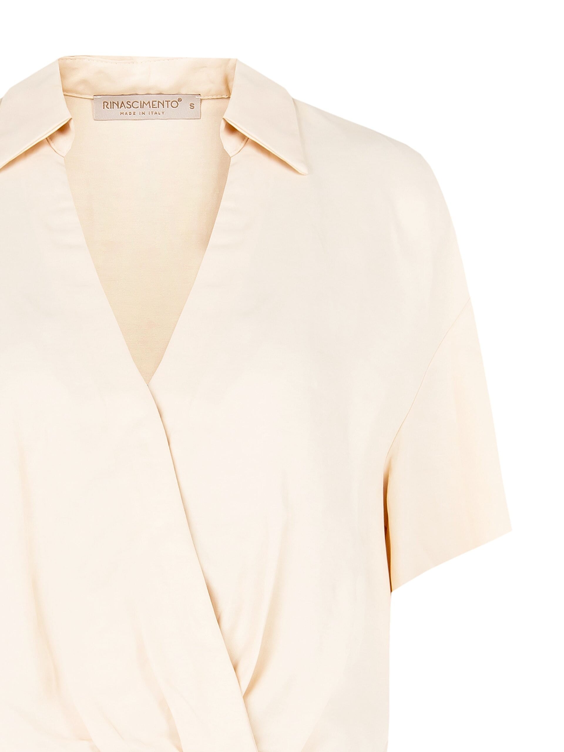 Camicia Ampia Corta In Raso Con Scollo A V Ad Incrocio Rinascimento