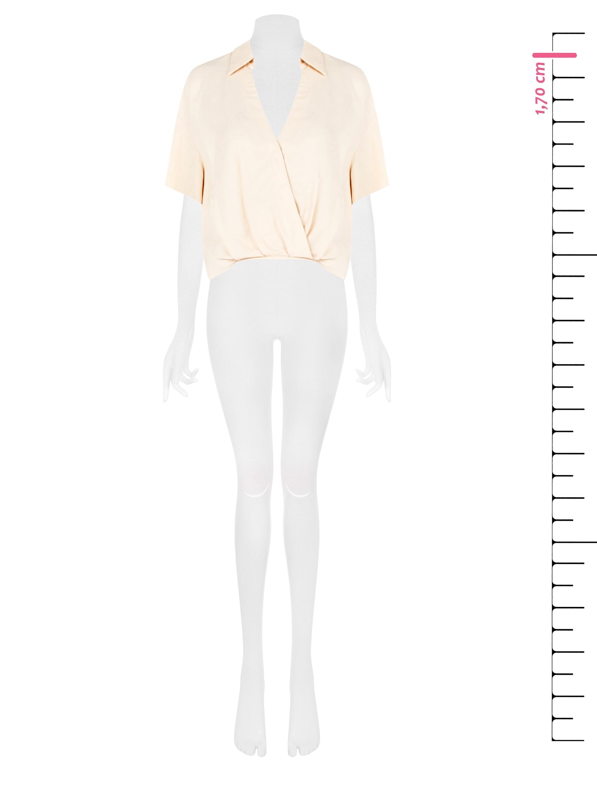 Camicia Ampia Corta In Raso Con Scollo A V Ad Incrocio Rinascimento