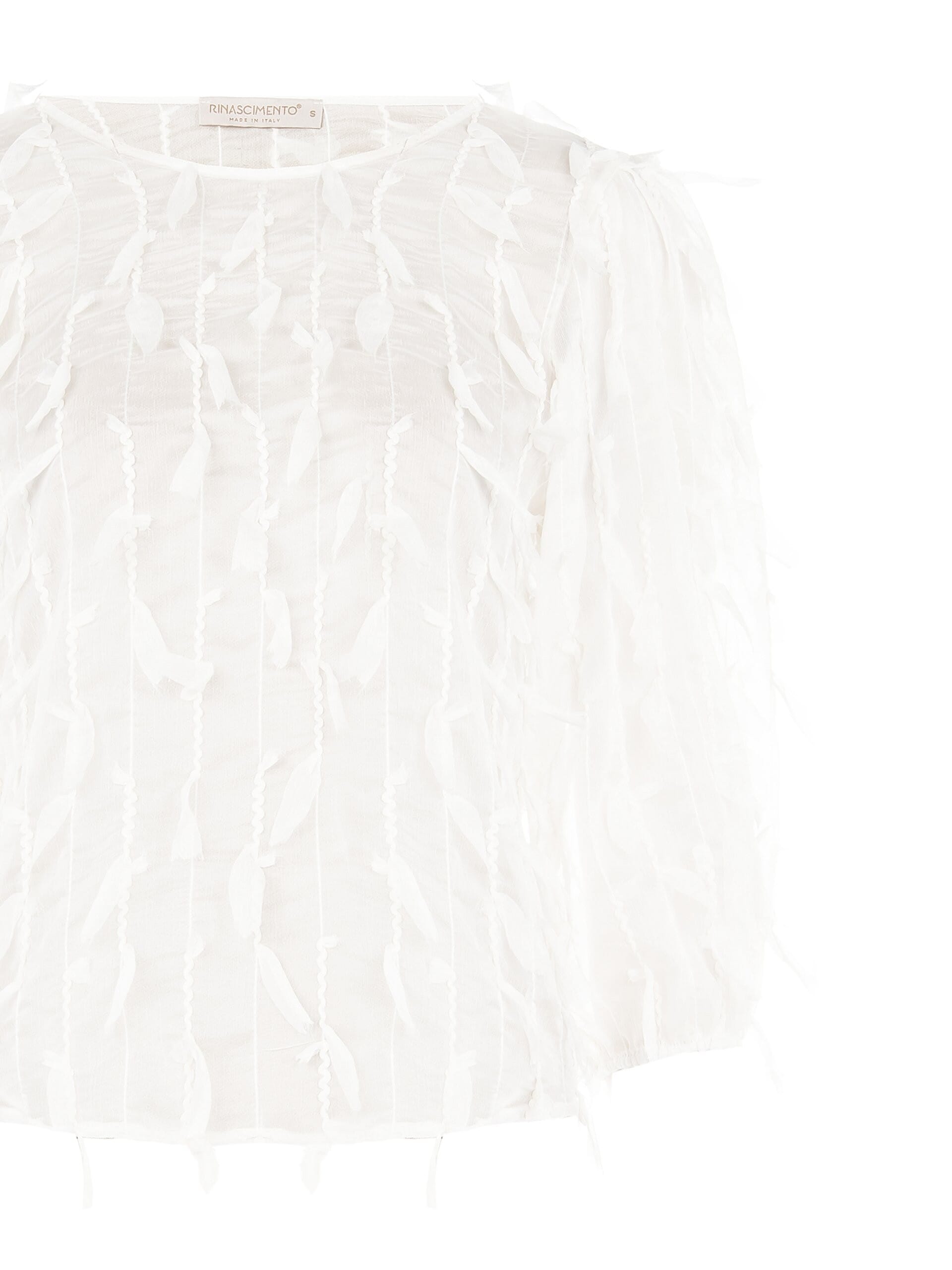 Blusa Semitrasparente In Georgette Effetto Piume Rinascimento