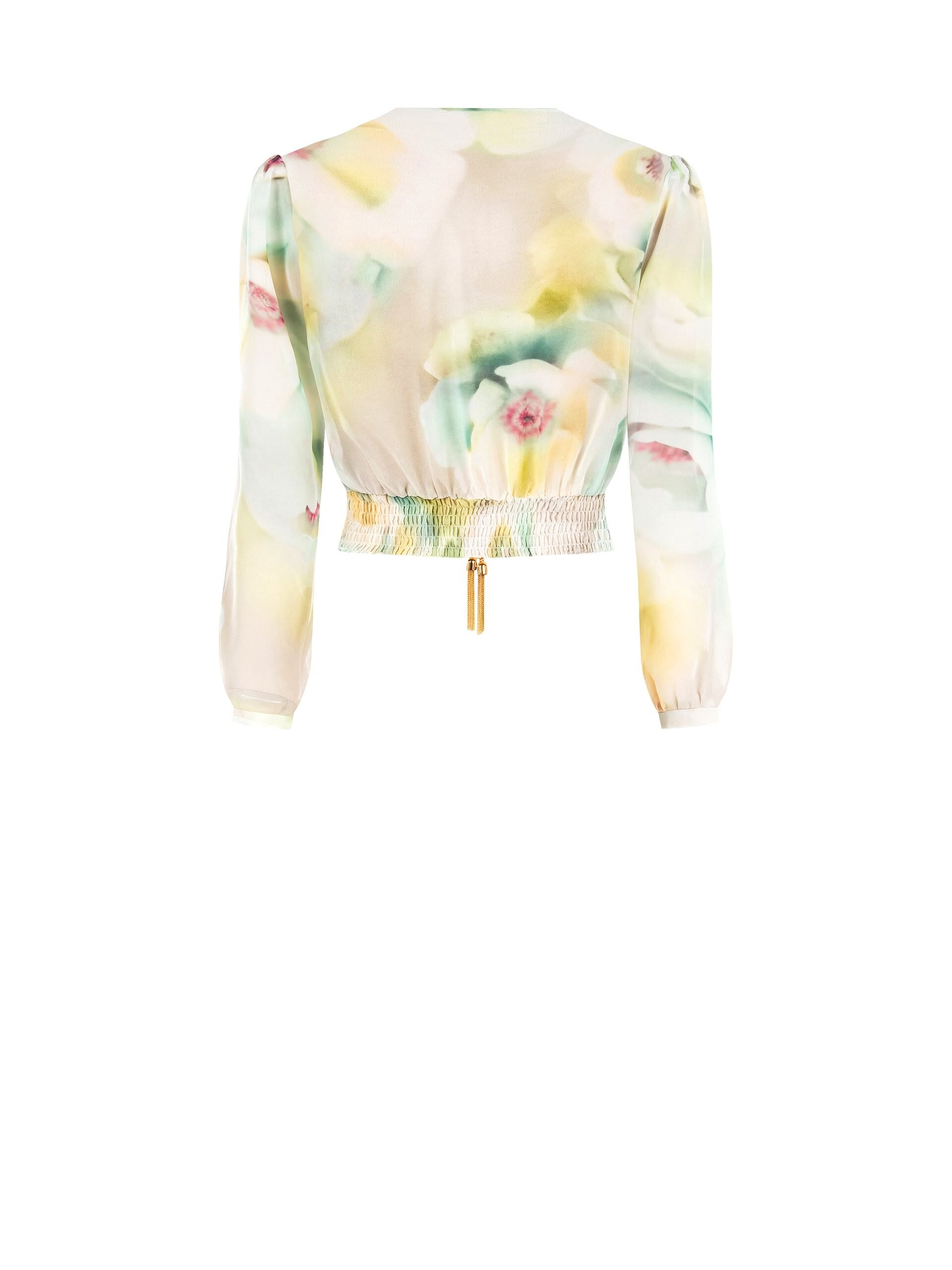 Blusa Corta In Georgette Con Scollo A V Incrociato E Catene Al Colletto Rinascimento