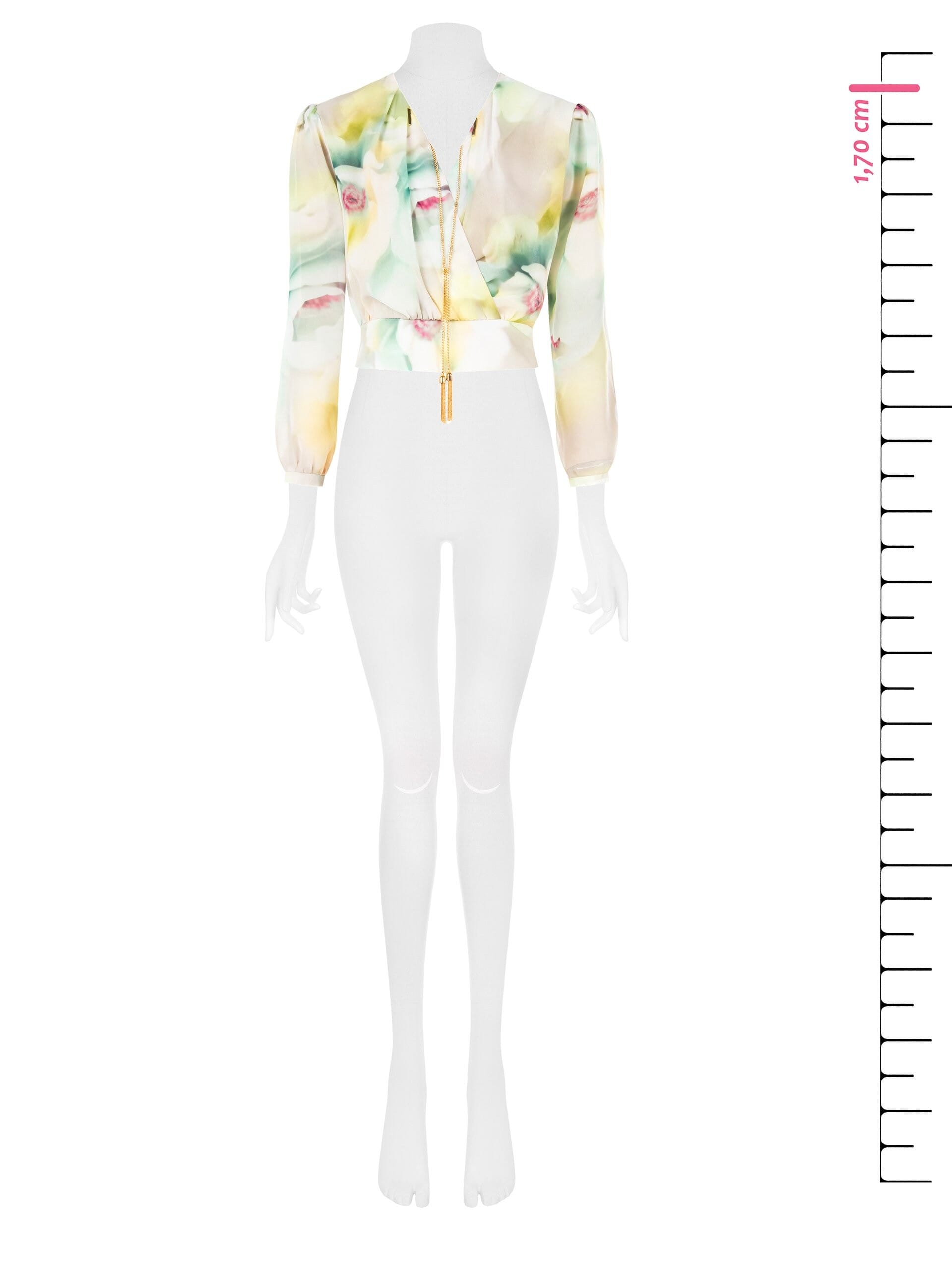 Blusa Corta In Georgette Con Scollo A V Incrociato E Catene Al Colletto Rinascimento