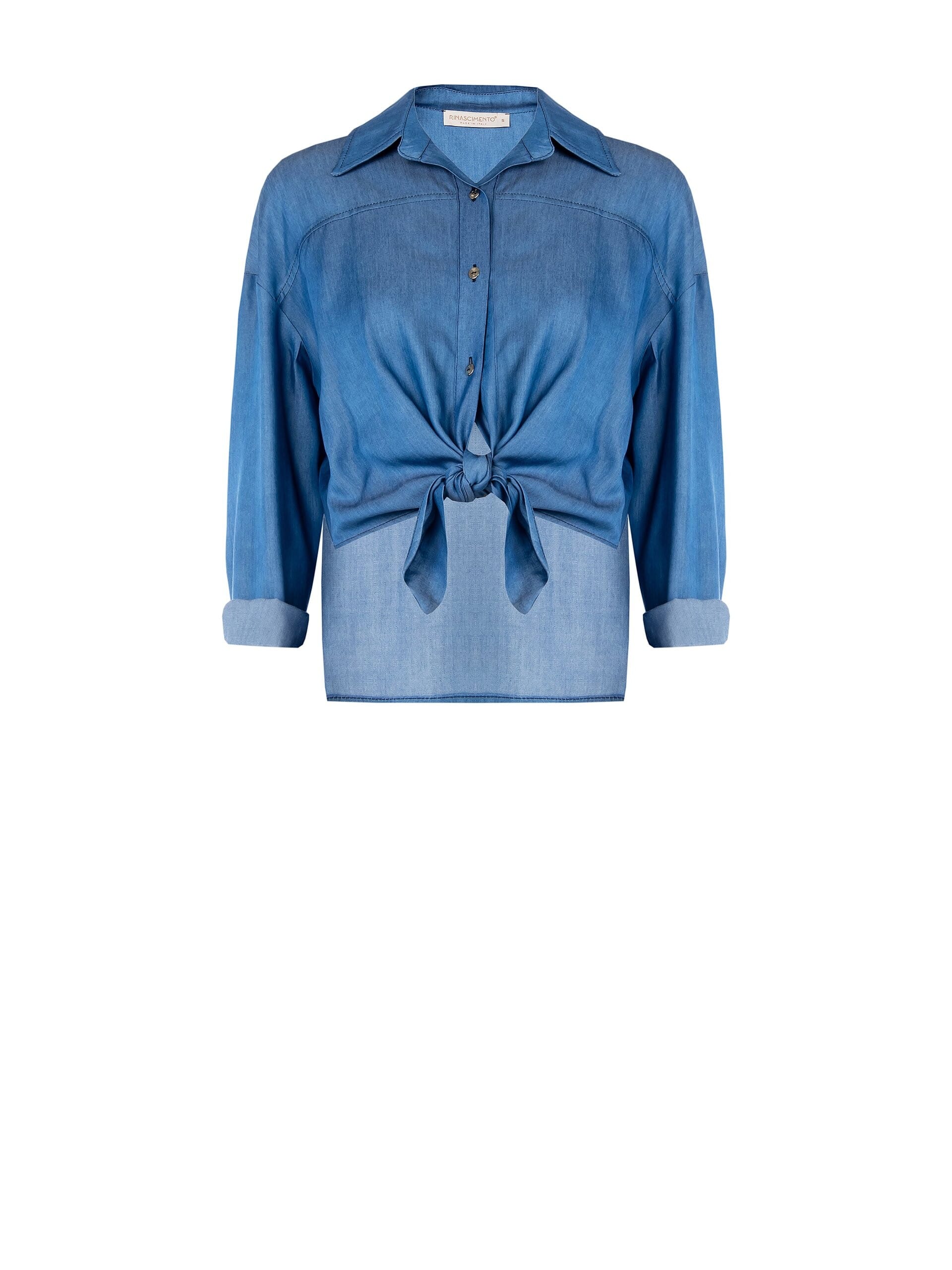 Camicia In Tessuto Leggero Effetto Denim Da Annodare Rinascimento