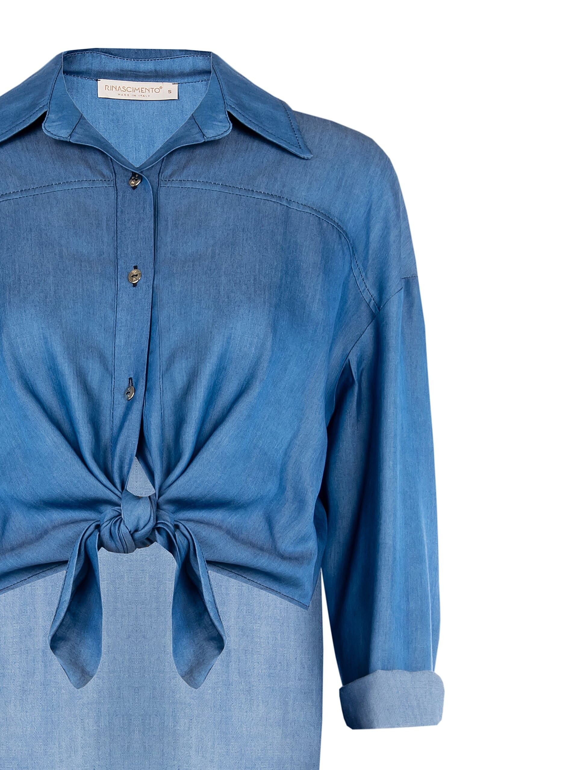 Camicia In Tessuto Leggero Effetto Denim Da Annodare Rinascimento