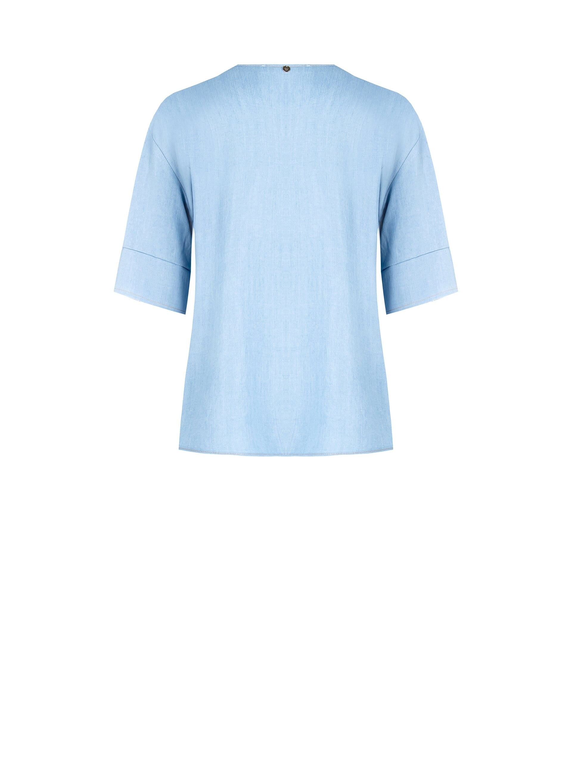 Blusa Ampia In Tessuto Effetto Denim Con Scollo A V E Bottoni Sulle Maniche Rinascimento