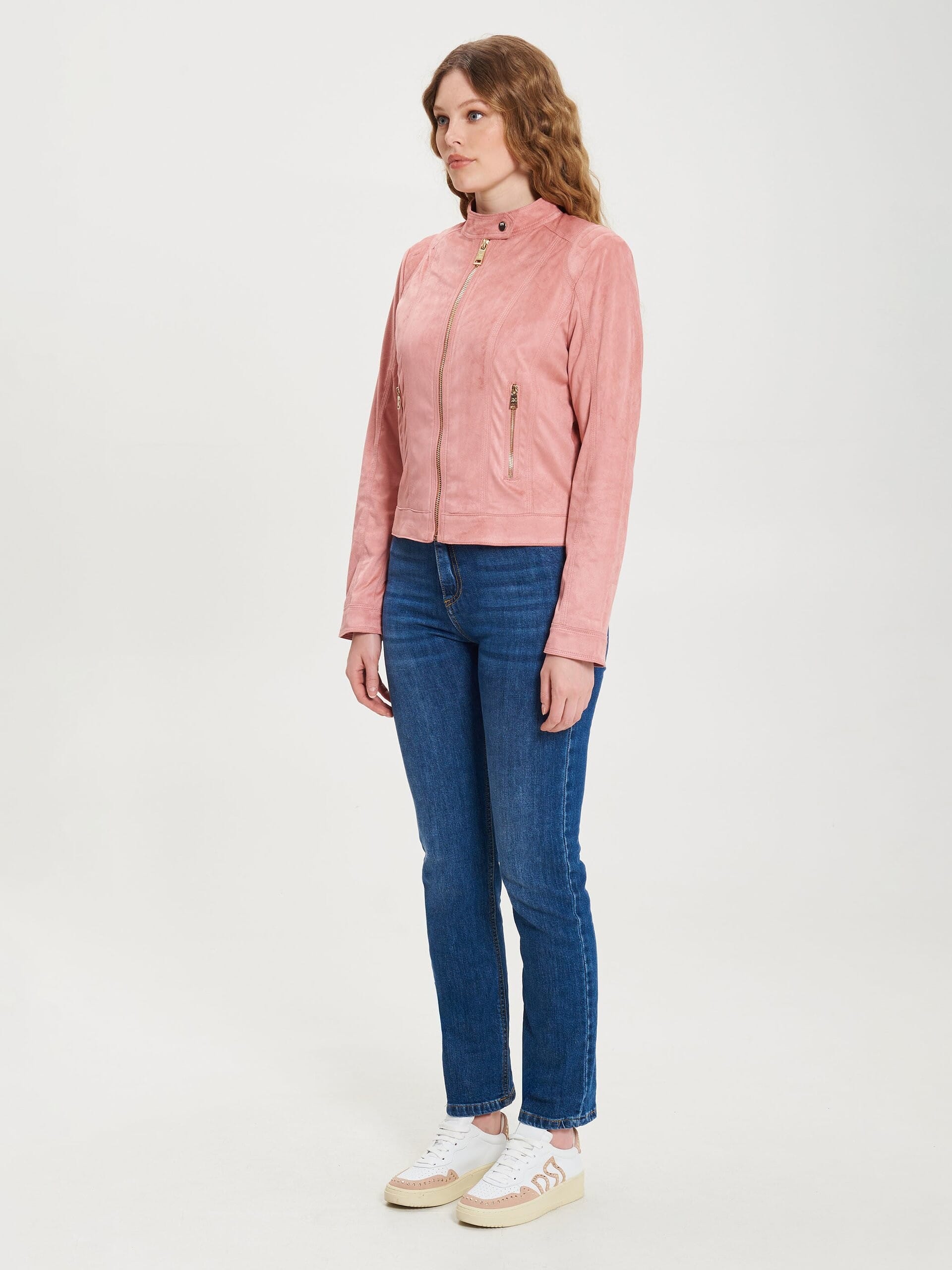 Giubbotto Biker Corto E Sfiancato In Simil Camoscio Rinascimento