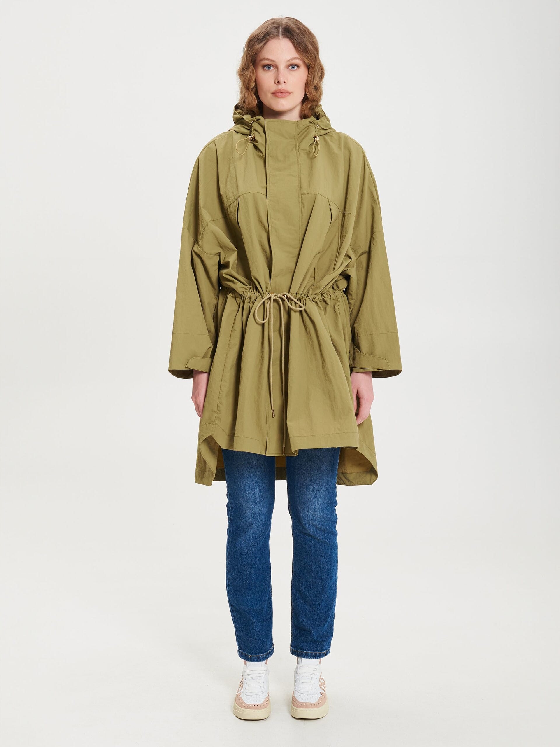 Giacca Parka Over Impermeabile Effetto Stropicciato Con Cappuccio Rinascimento