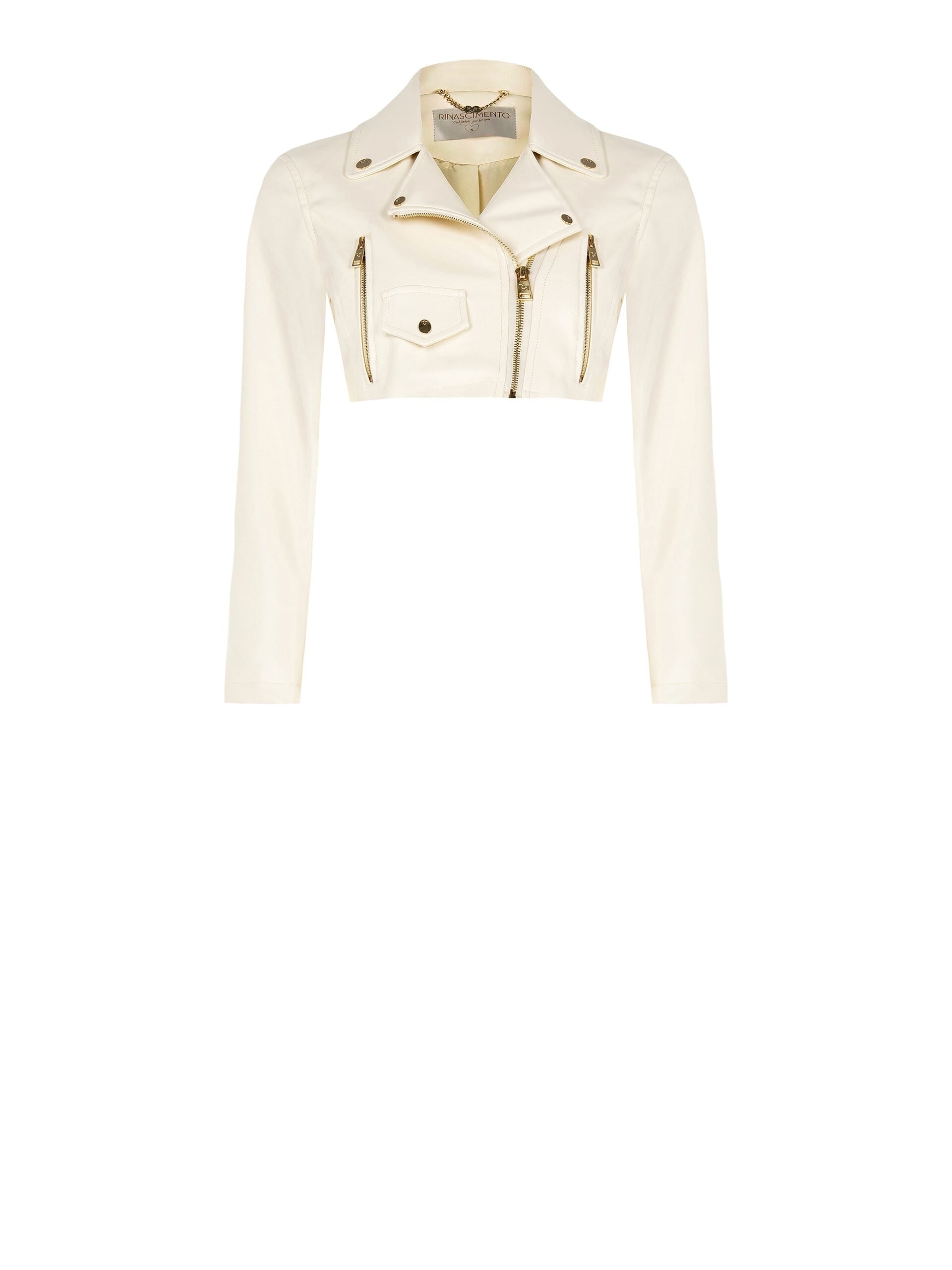 Giubbotto Chiodo Crop In Similpelle Rinascimento