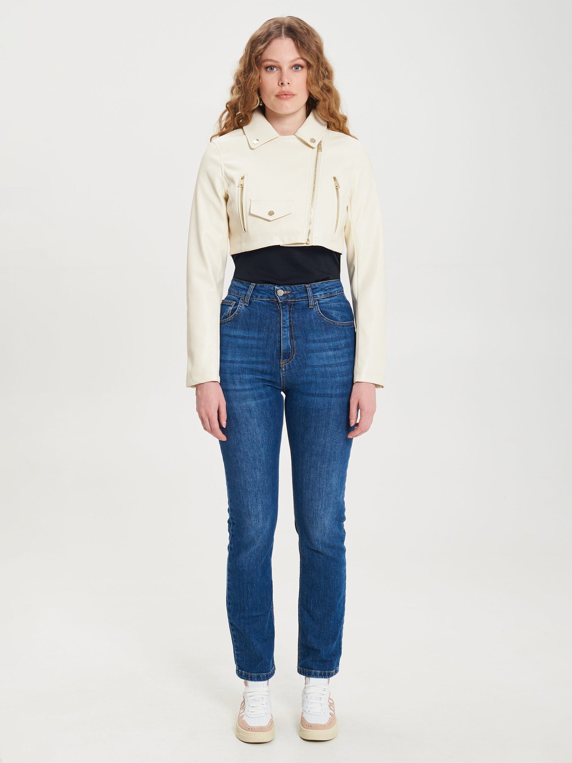 Giubbotto Chiodo Crop In Similpelle Rinascimento