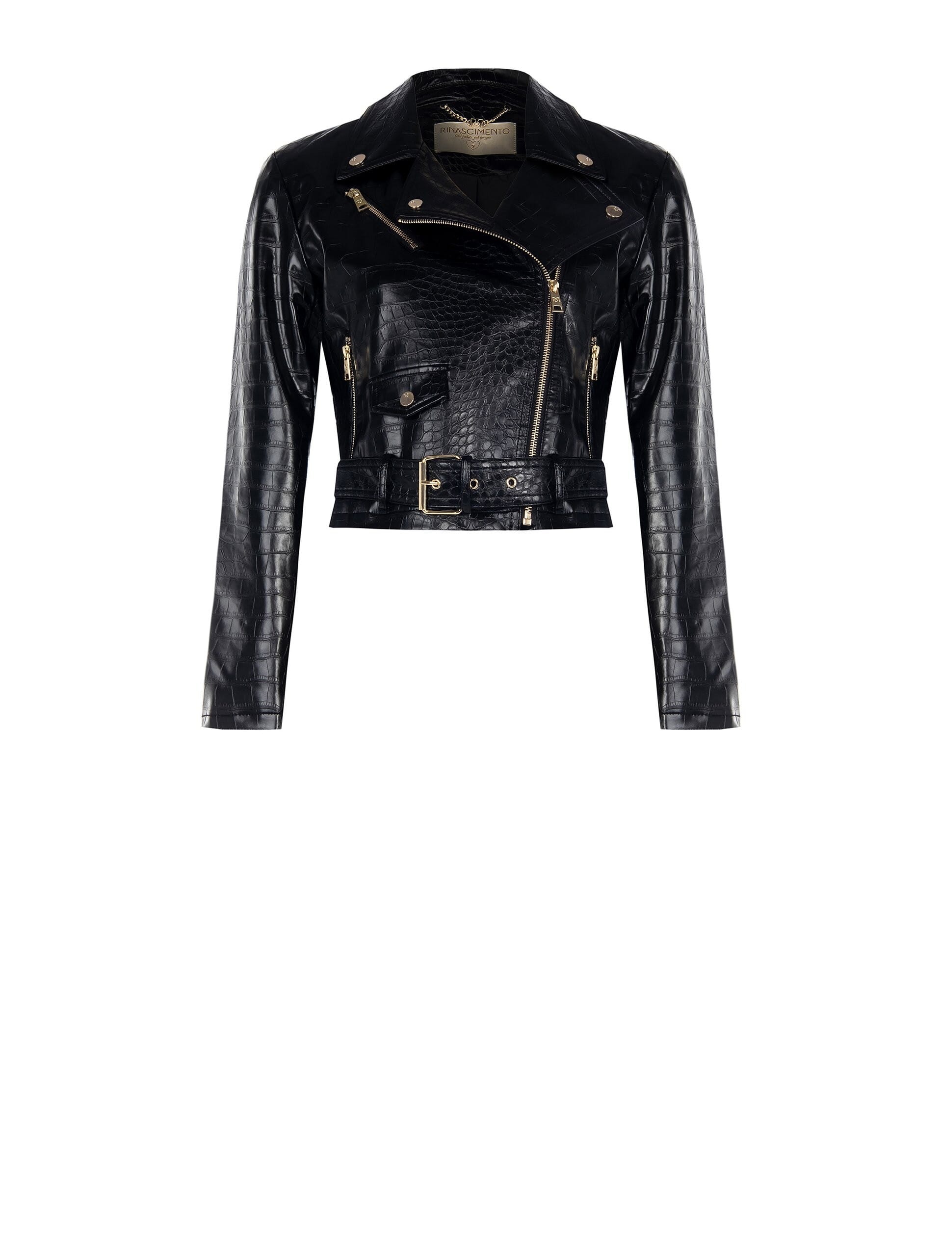 Veste en simili cuir python avec ceinture coordonnée Rinascimento