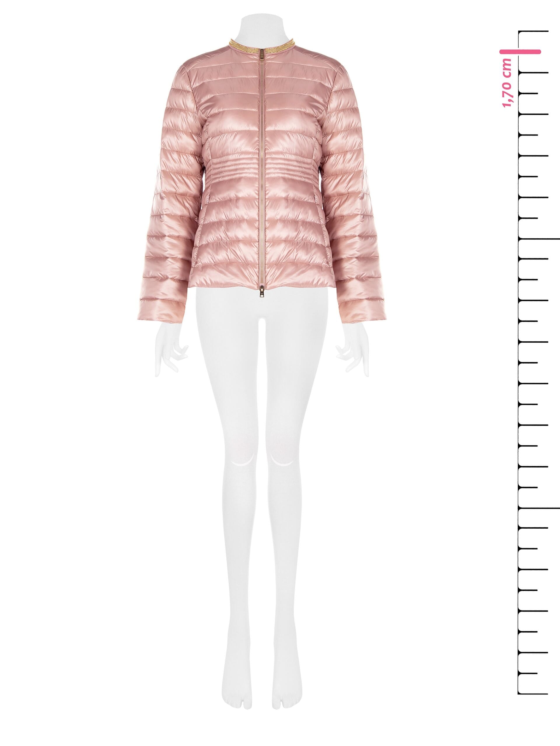 Piumino Leggero Corto Sfiancato Con Strass E Perline Sul Colletto Rinascimento