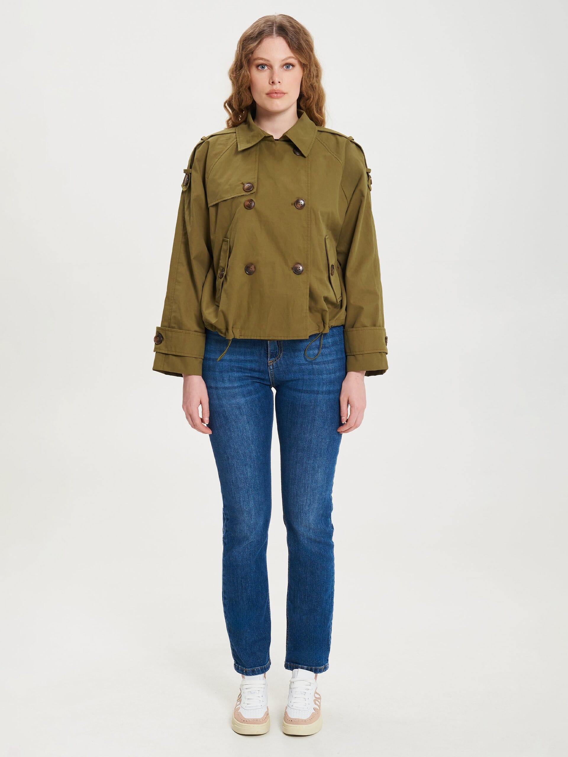 Cappotto Corto Over Stile Trench Con Coulisse Rinascimento