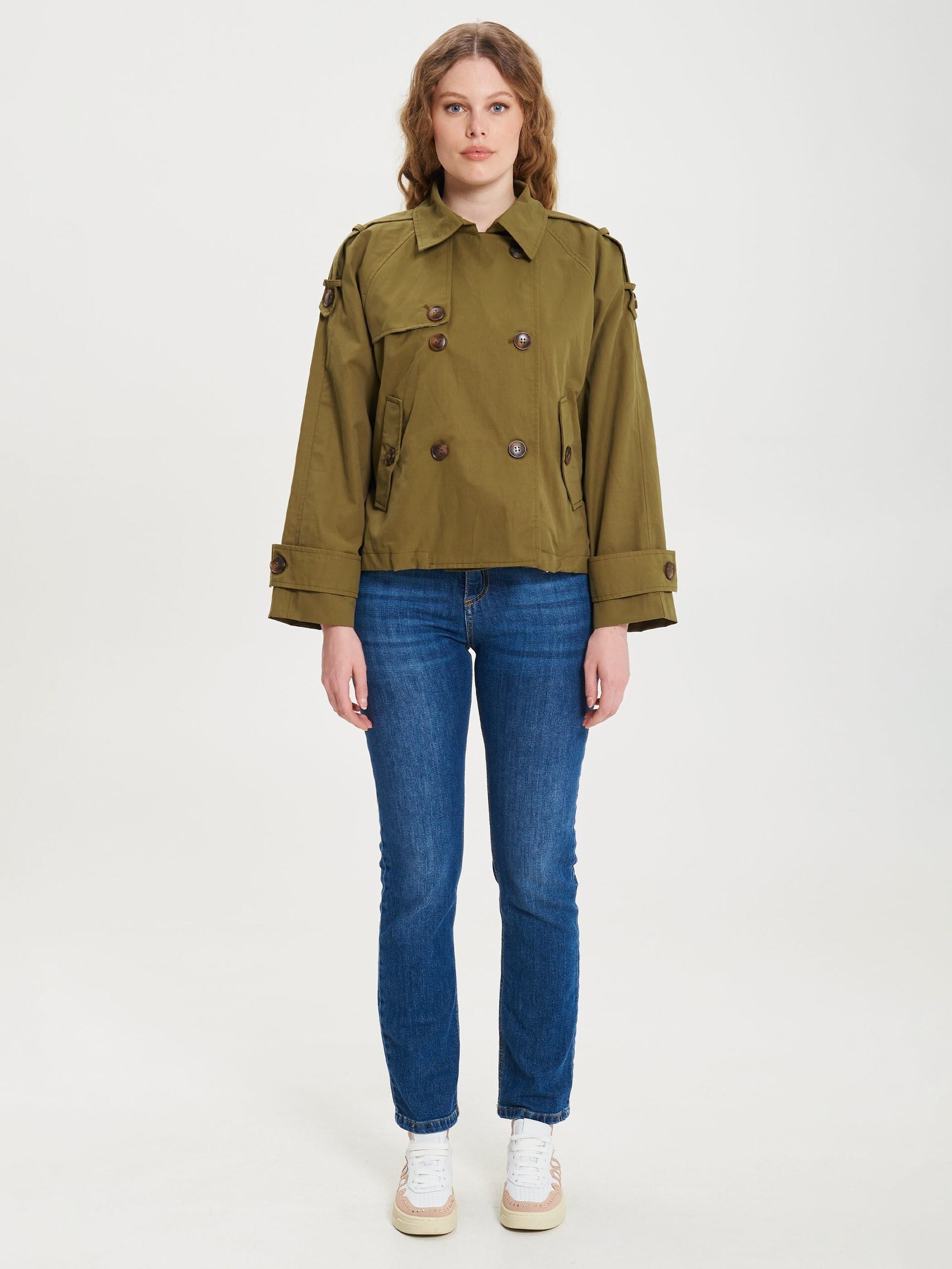 Cappotto Corto Over Stile Trench Con Coulisse Rinascimento