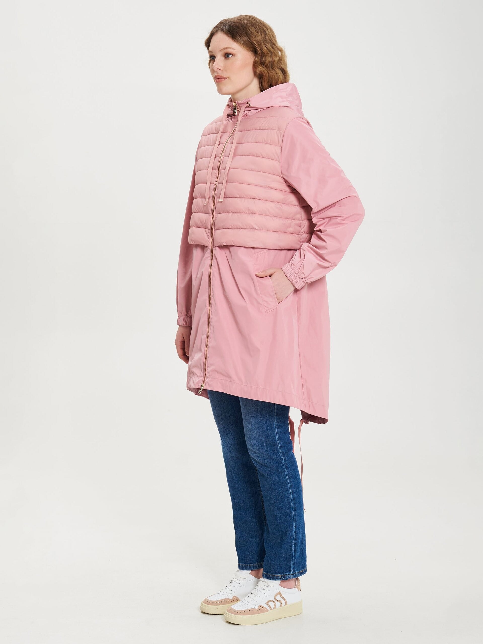 Giacca Parka Lungo Impermeabile Con Inserto In Piumino E Cappuccio Rinascimento