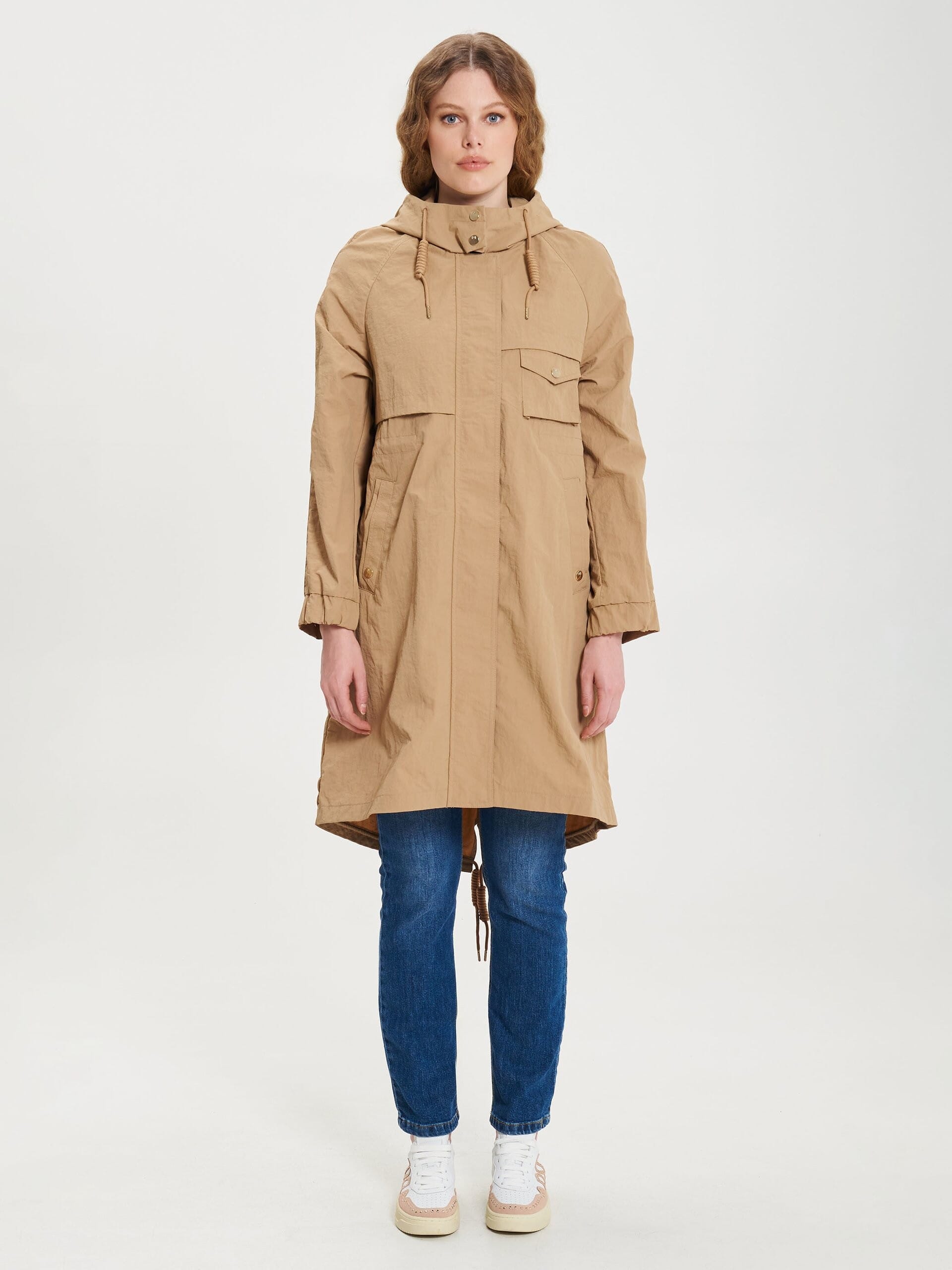 Giacca Parka Lunga Impermeabile Effetto Stropicciato Con Coulisse Interna Rinascimento