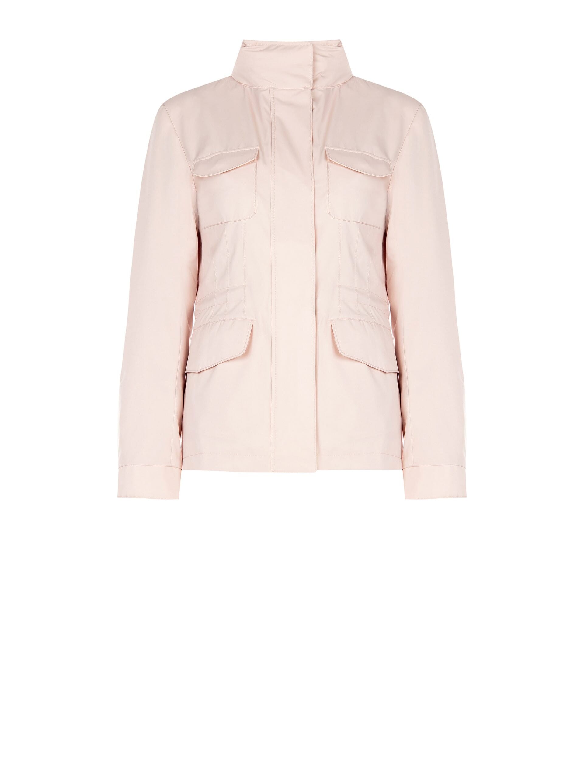 Short Waterproof Jacket With Hood And Logo Embroidered Tone On Tone Rinascimento