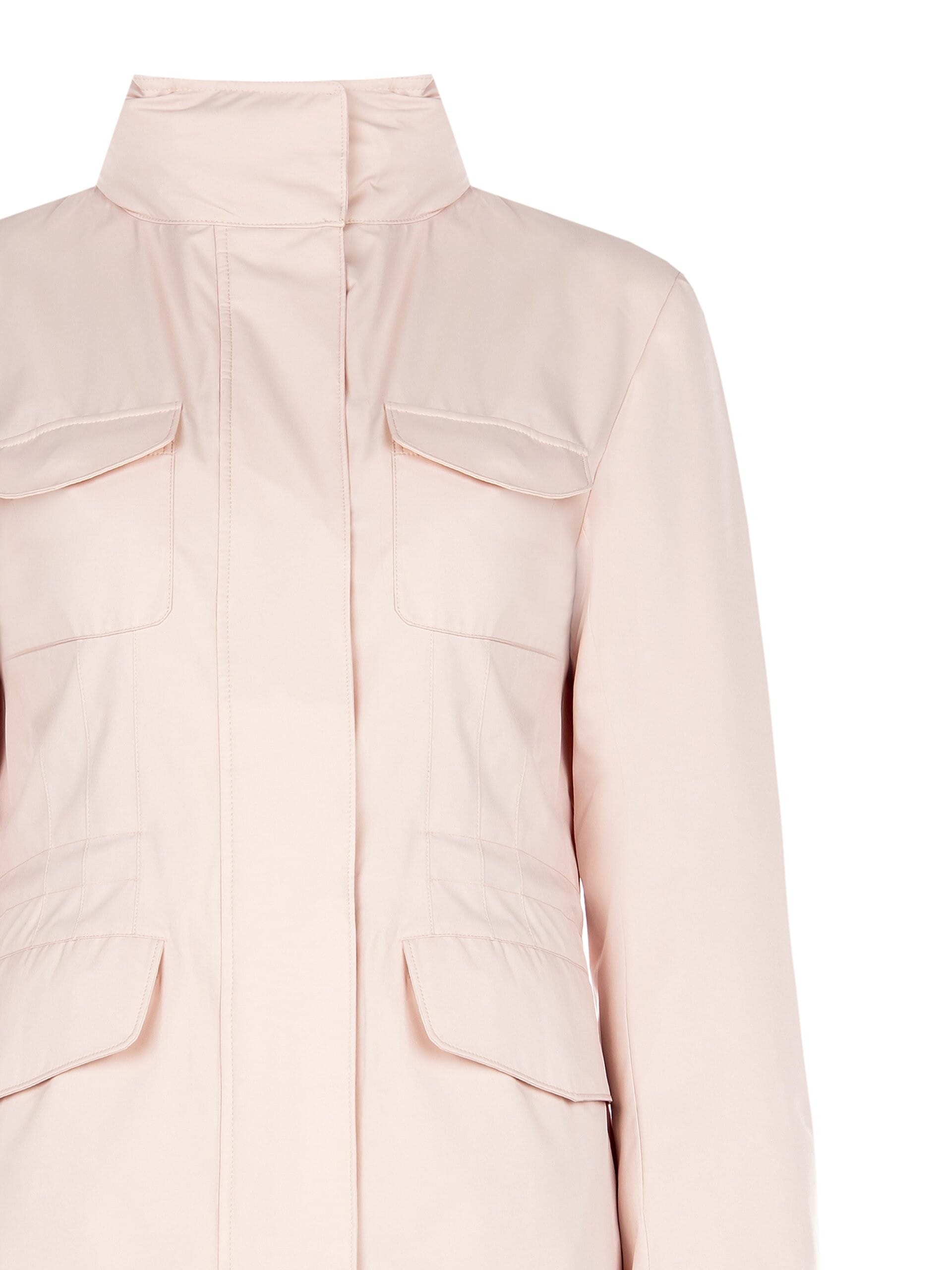 Short Waterproof Jacket With Hood And Logo Embroidered Tone On Tone Rinascimento