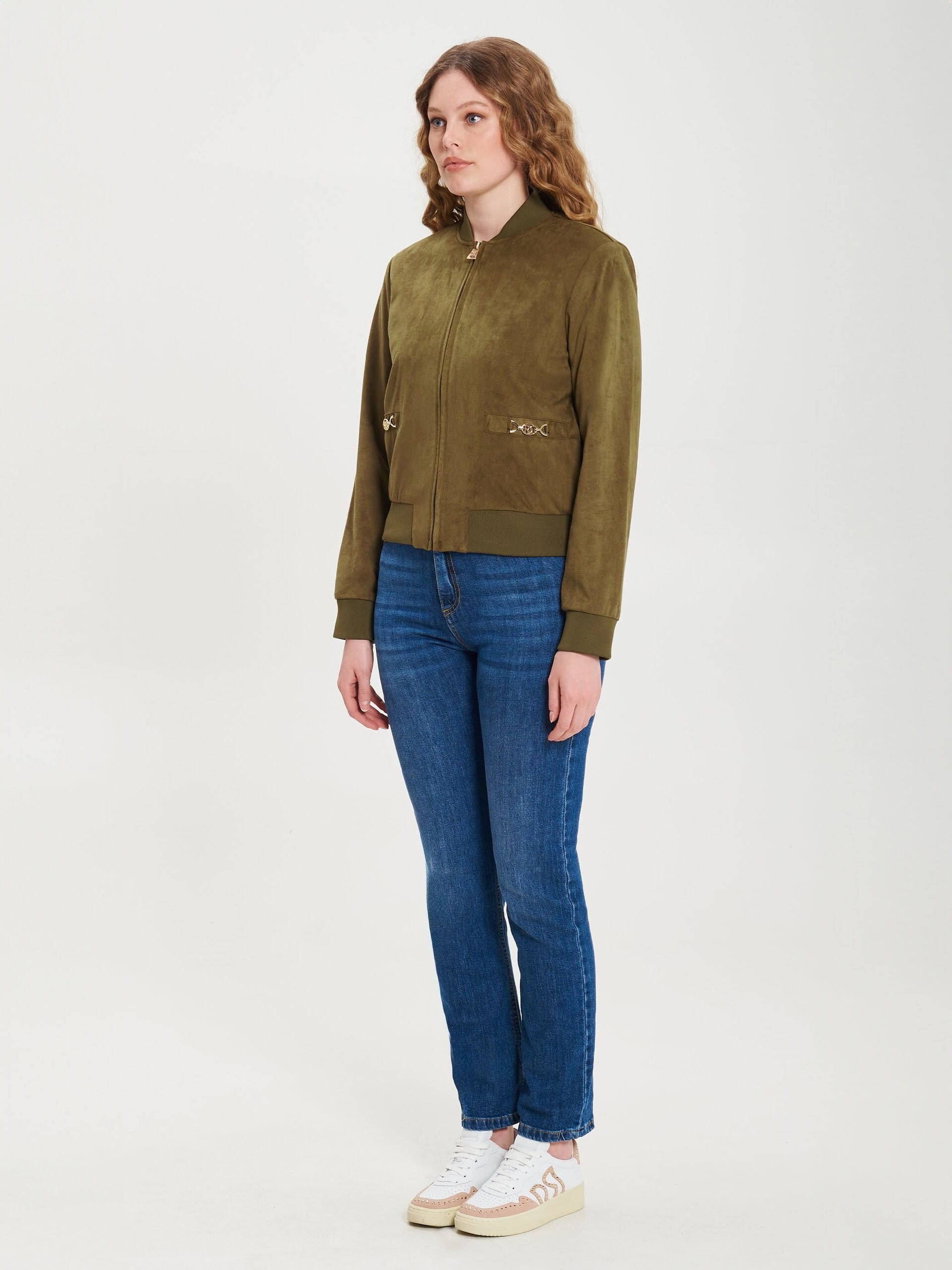 Bomber In Simil Camoscio Con Dettagli Logo Rinascimento